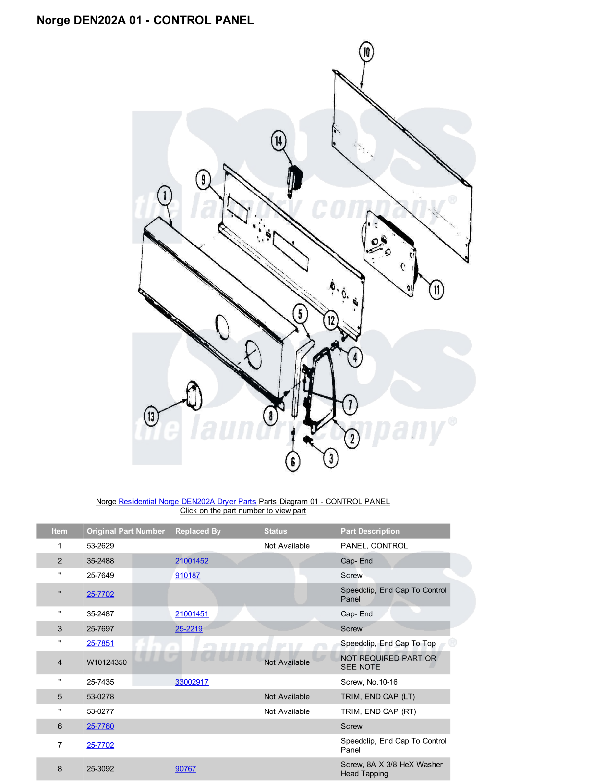 Norge DEN202A Parts Diagram