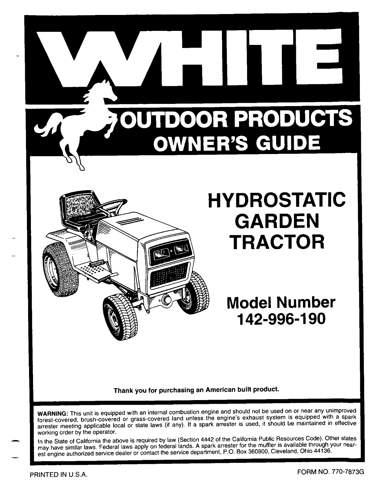 White Outdoor 142-996-190 User Manual