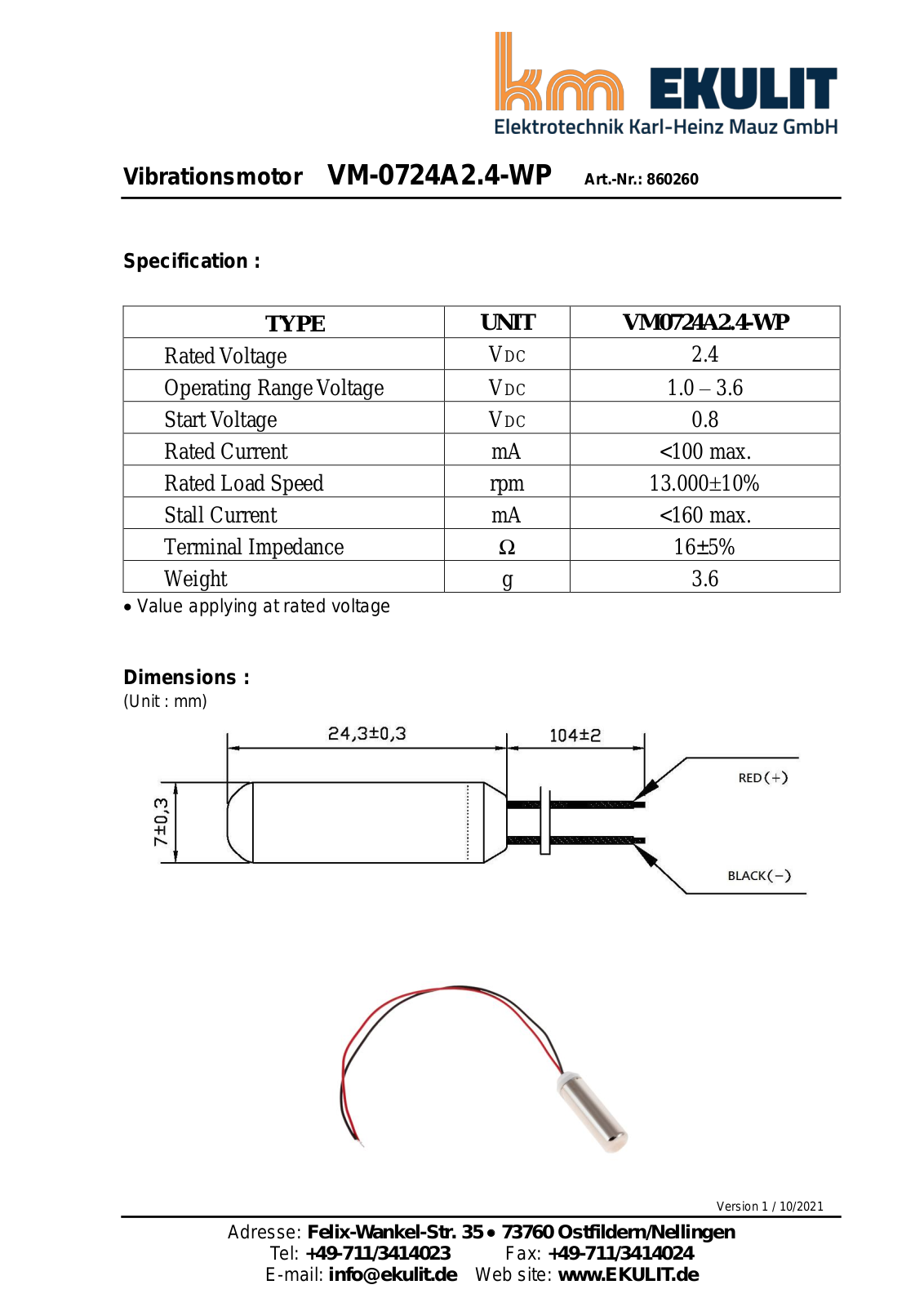 EKULIT VM-0724A2.4-WP Datasheet - ManualMachine.com