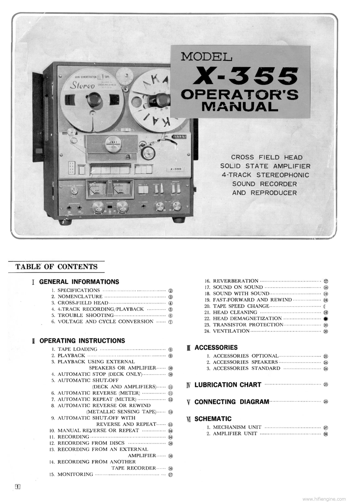 Akai X-355 Owners Manual