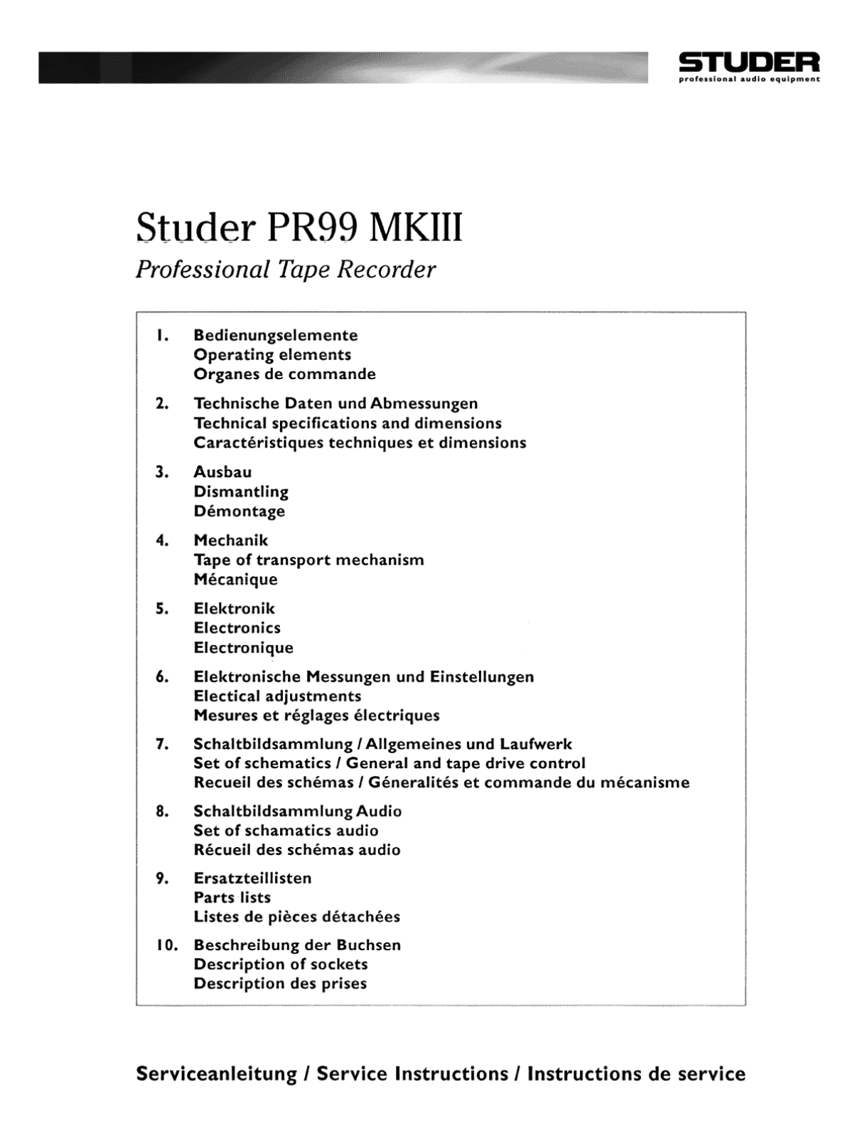 Revox PR-99 Mk3 Service Manual