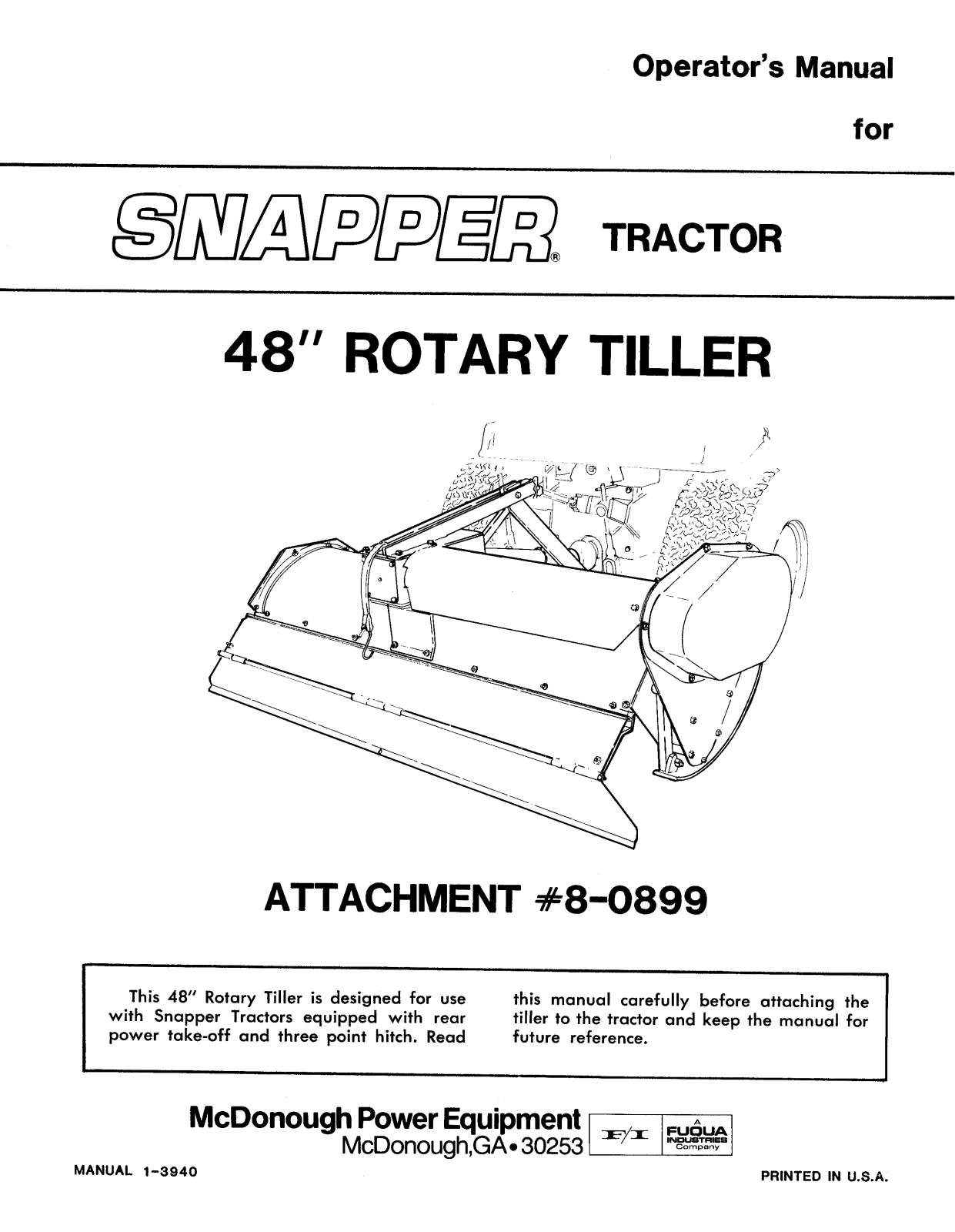 Snapper 8-0899 User Manual