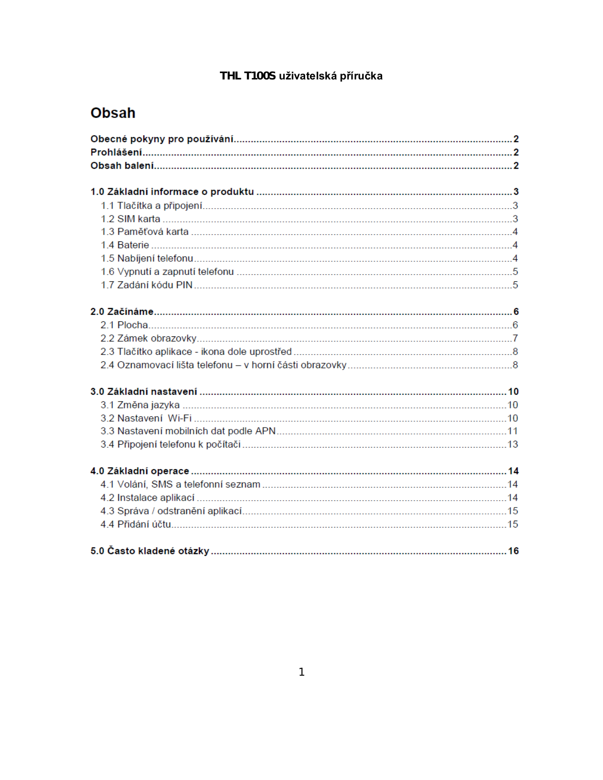 THL T100S User Manual