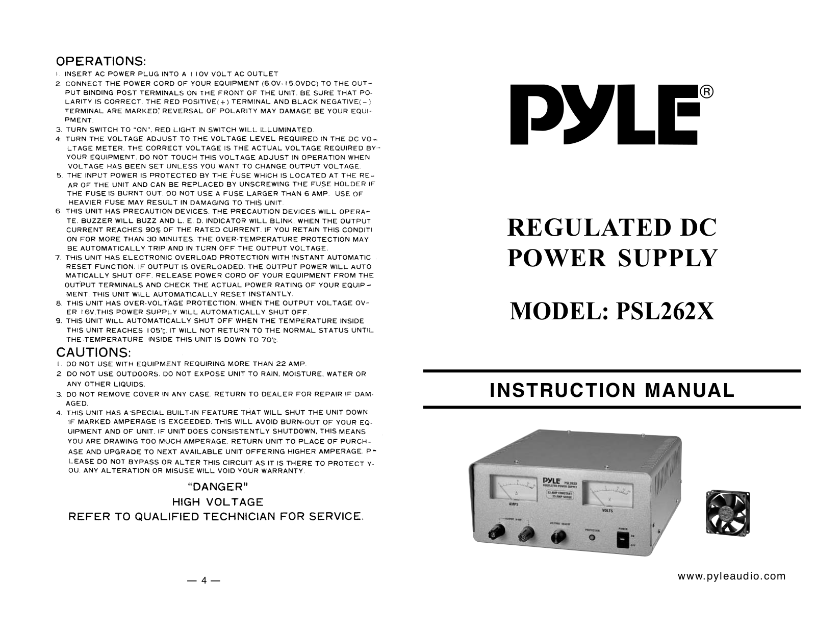 PYLE Audio PSL262X User Manual