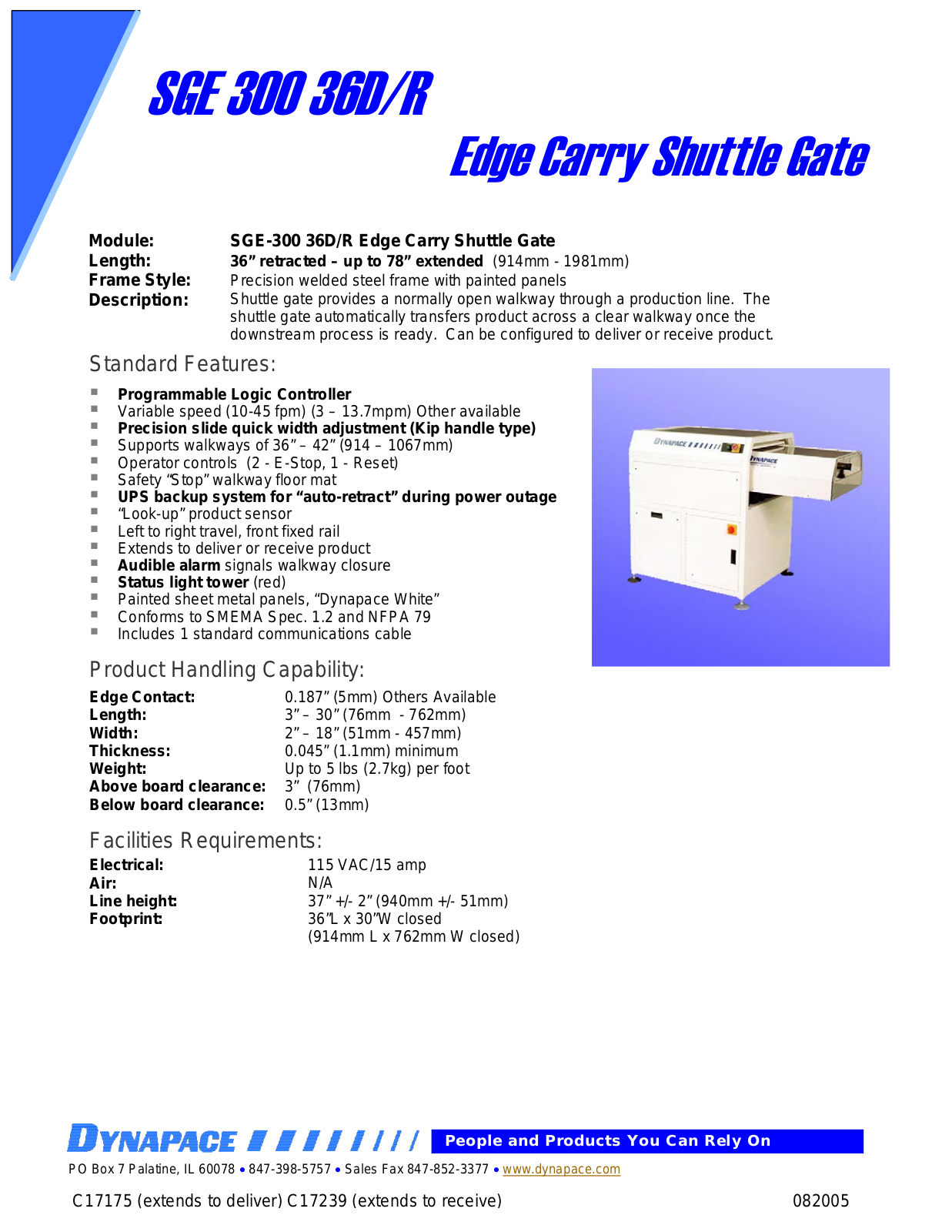 DYNAPACE Shuttle Gate User Manual