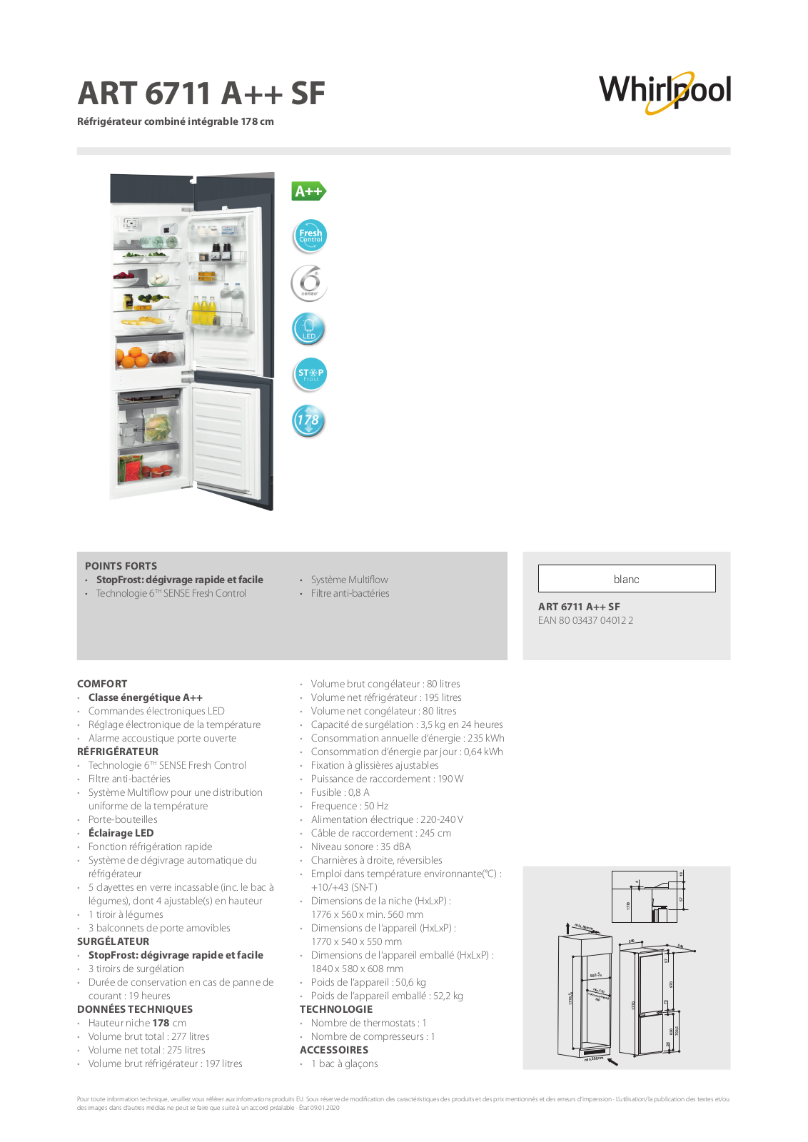 Whirlpool ART 6711/A++ SF Product information