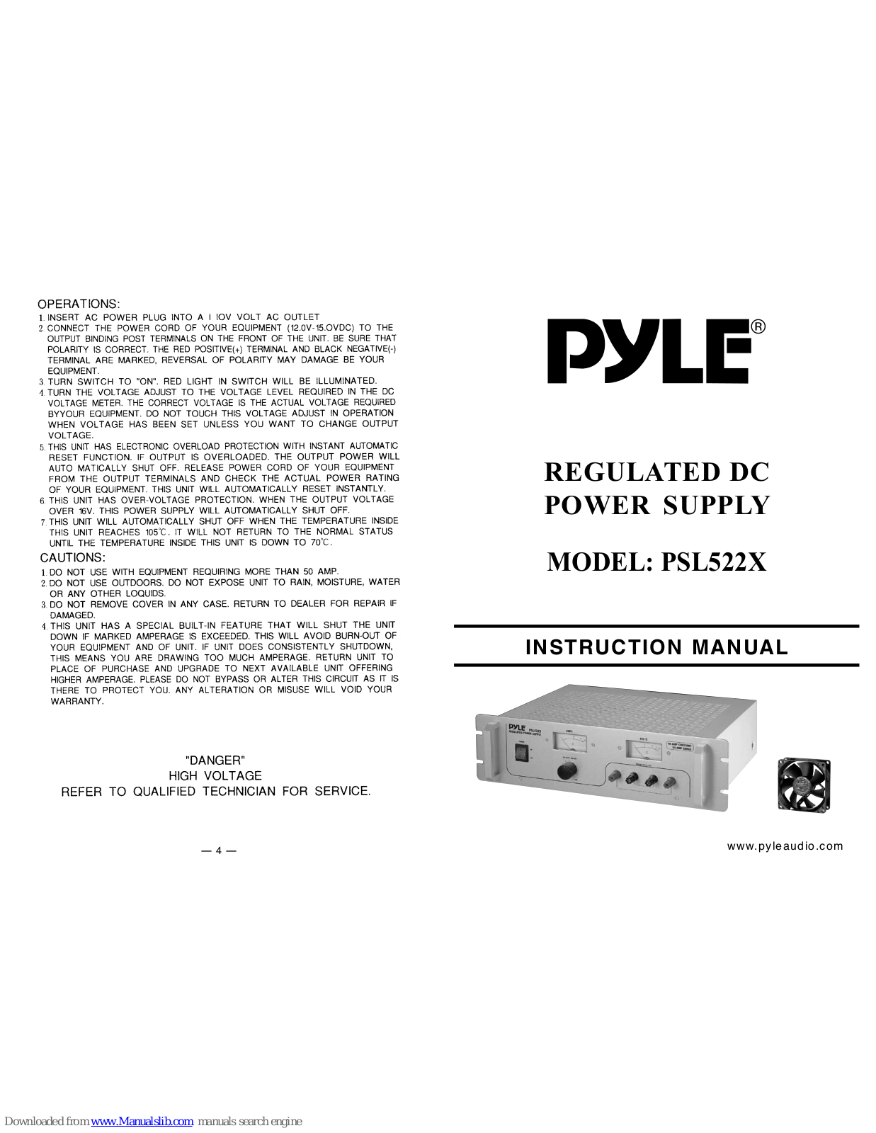 Pyle PSL522X Instruction Manual - ManualMachine.com