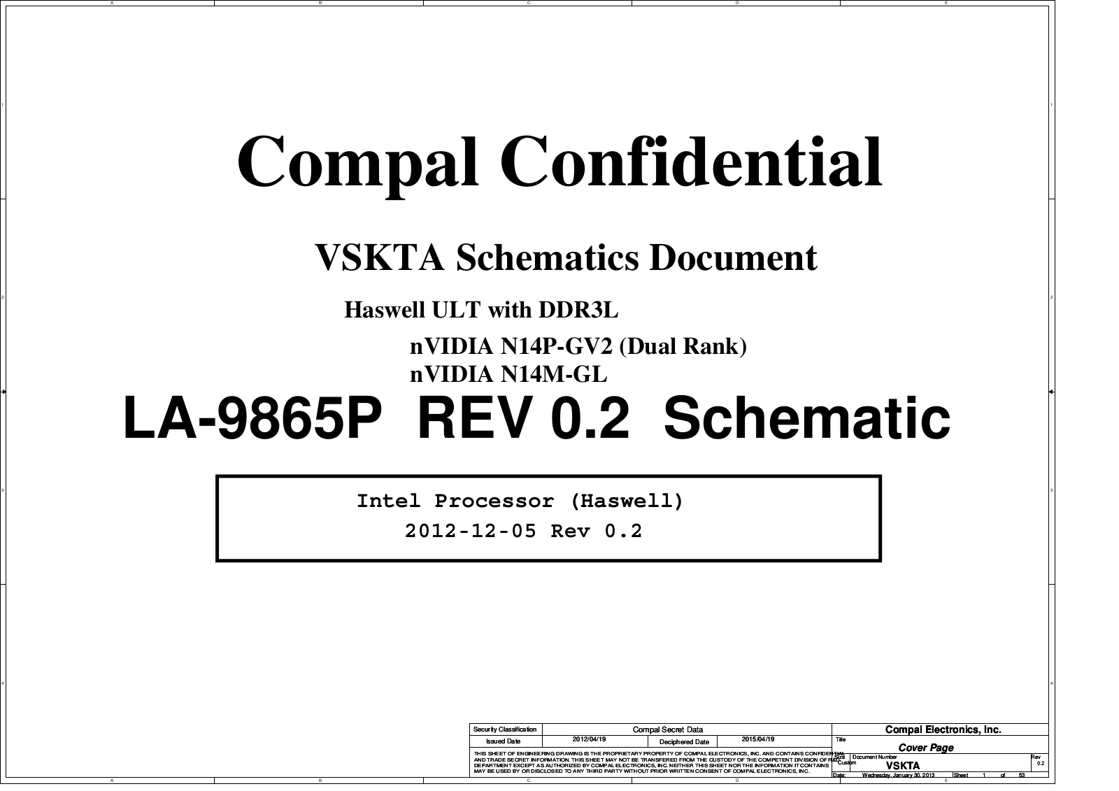 Compal LA-9865P VSKTA, Satellite S40-T Schematic