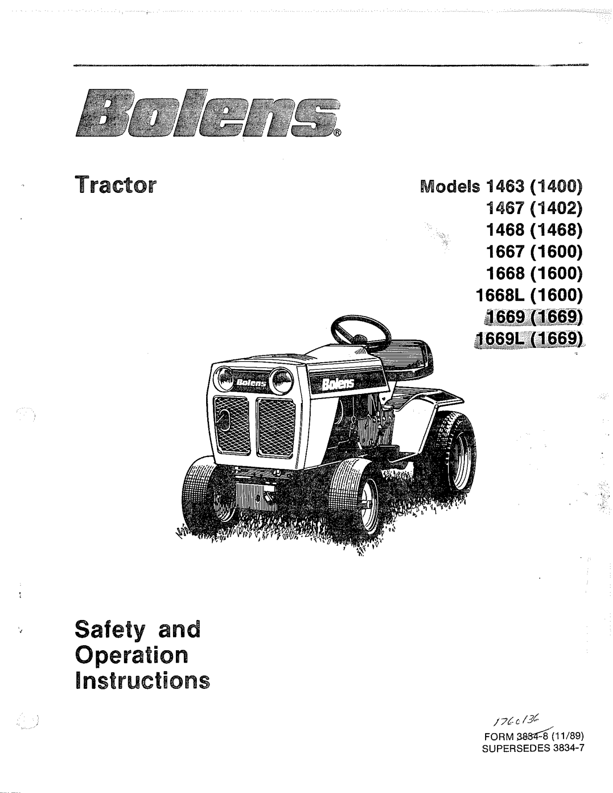 Bolens 1668L, 1667, 1467, 1668, 1463 User Manual