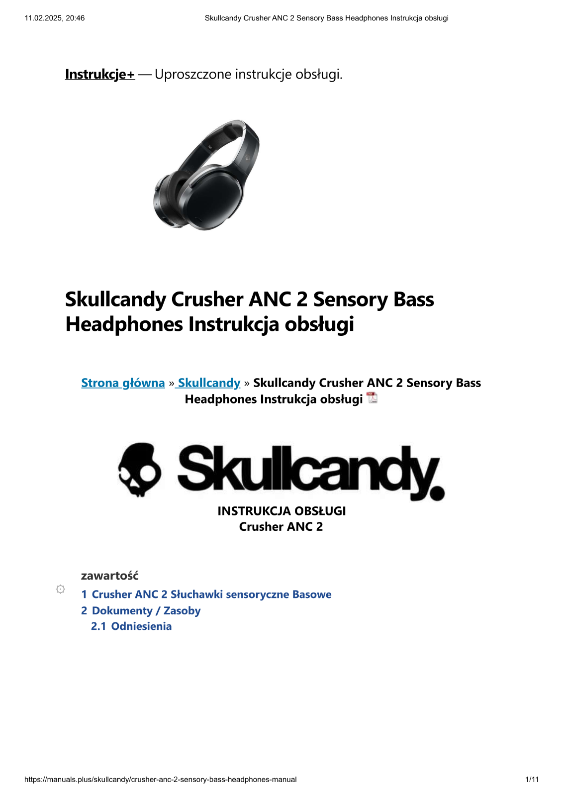 SKULLCANDY Crusher 2 ANC User guide - ManualMachine.com