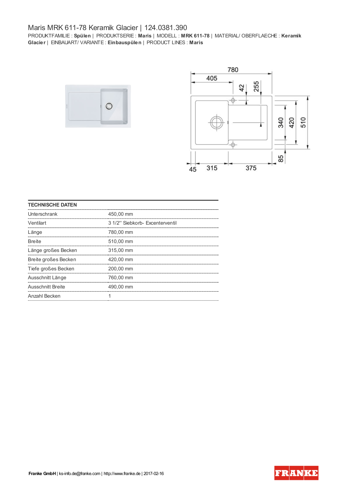 Franke 124.0381.390 Service Manual