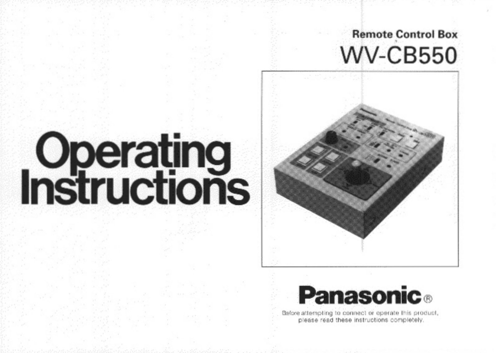 Panasonic WV-CB550 User Manual