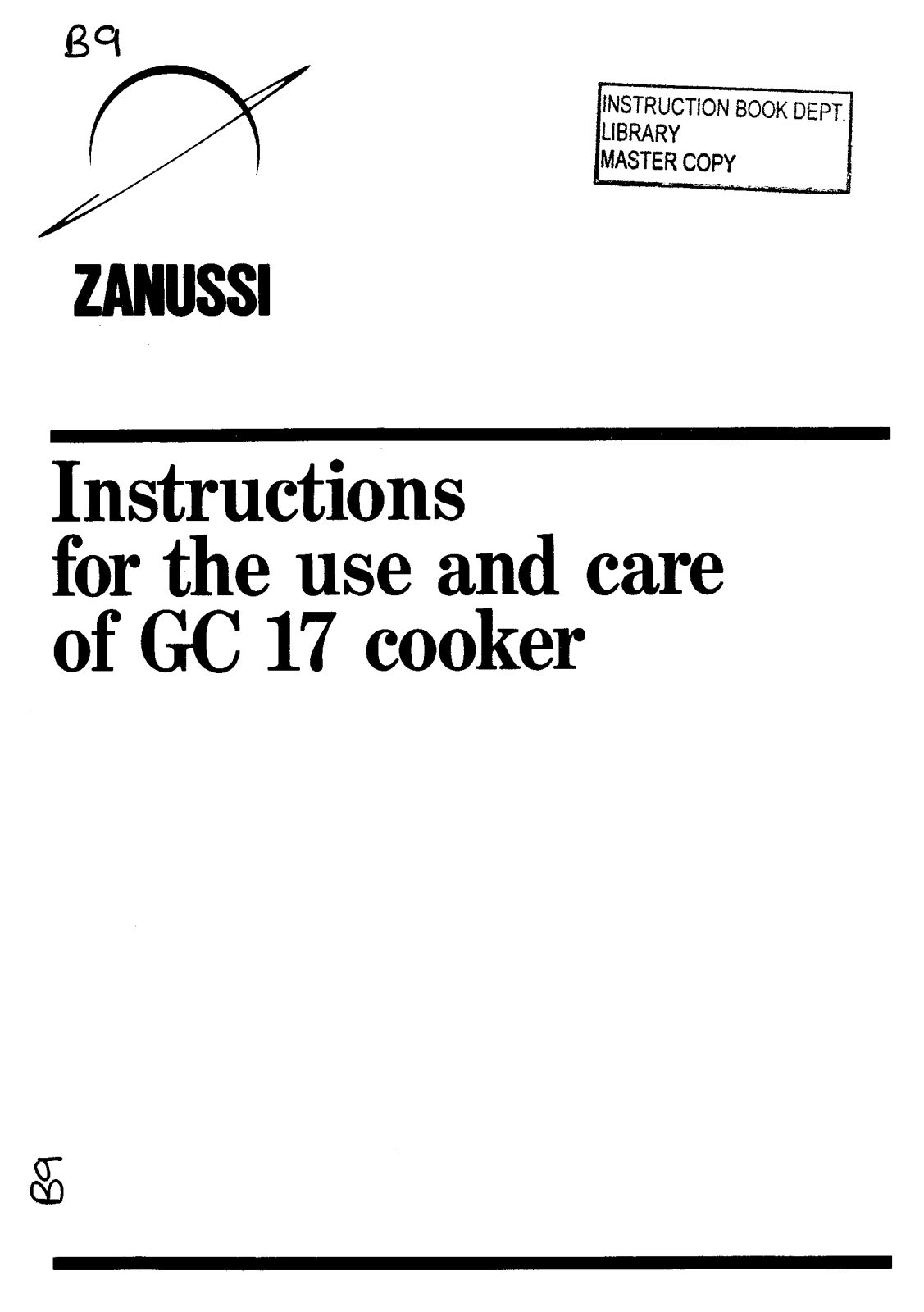 Zanussi GC17 User Manual