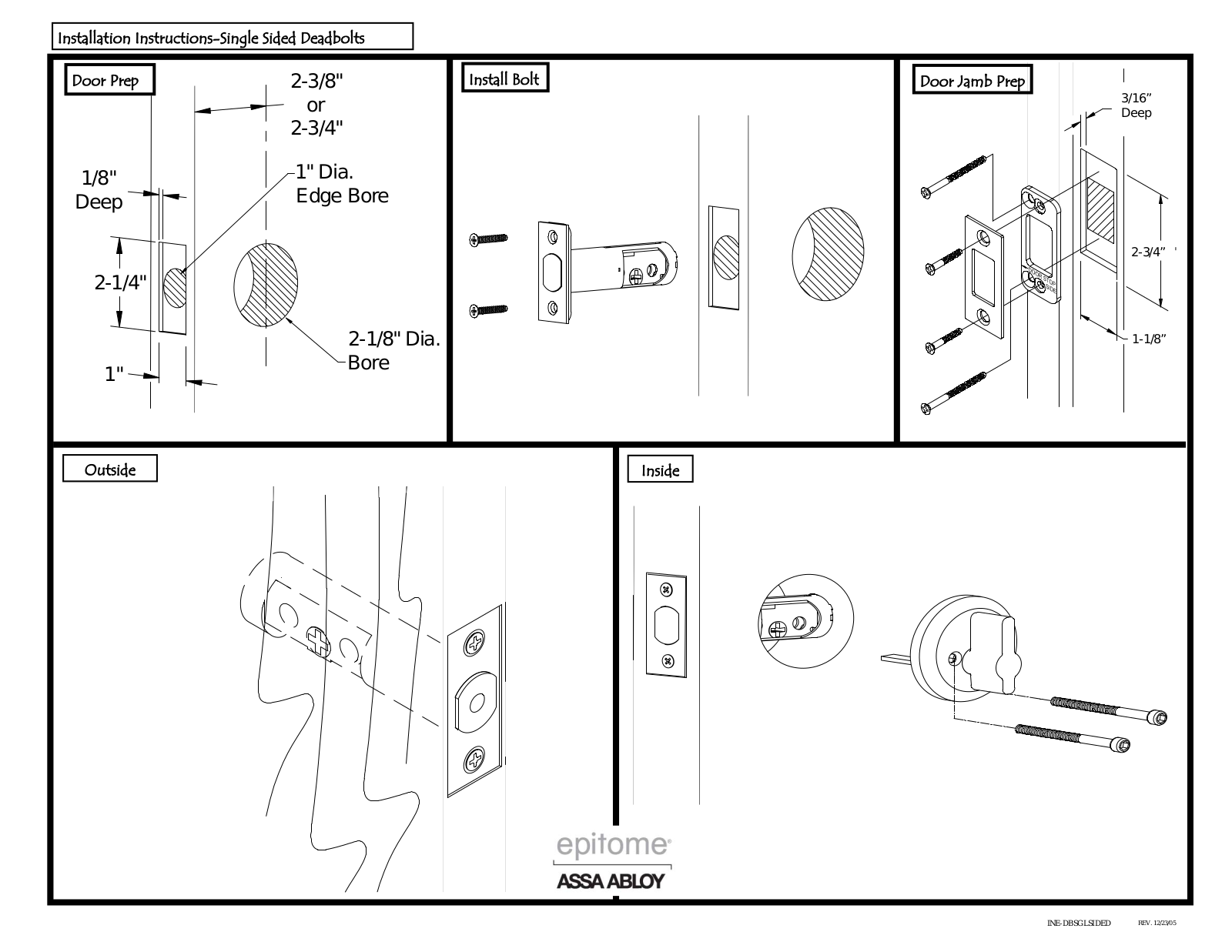 Emtek Deadbolt Single Sided User Manual