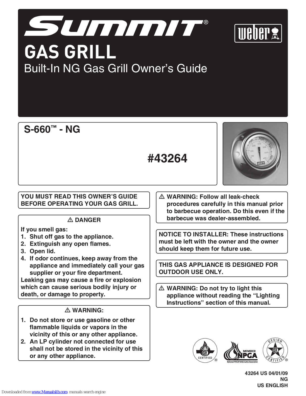 Weber Summit S-660 NG Owner's Manual