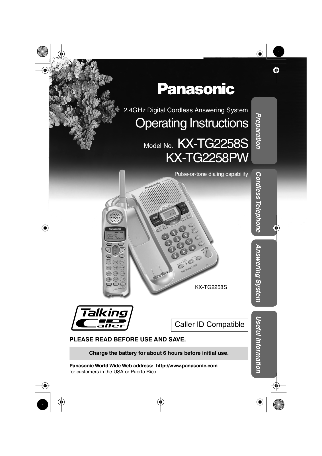Panasonic KX-TG2258PW, KX-TG2258S User Manual