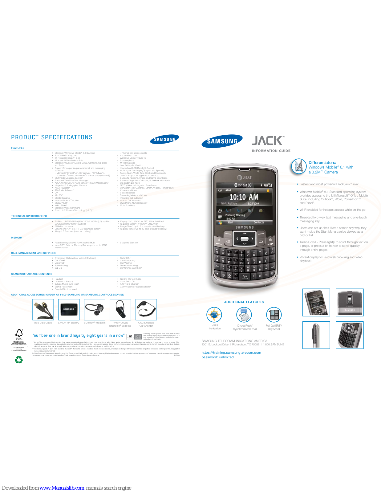 Samsung JACK Information Manual