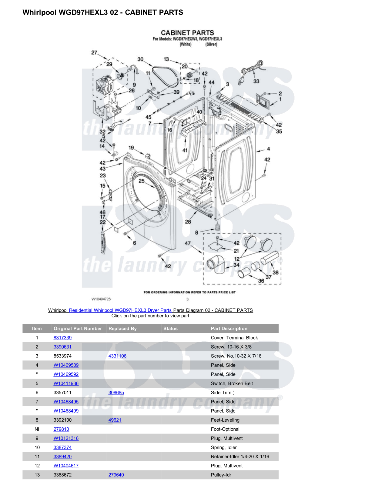 Whirlpool WGD97HEXL3 Parts Diagram