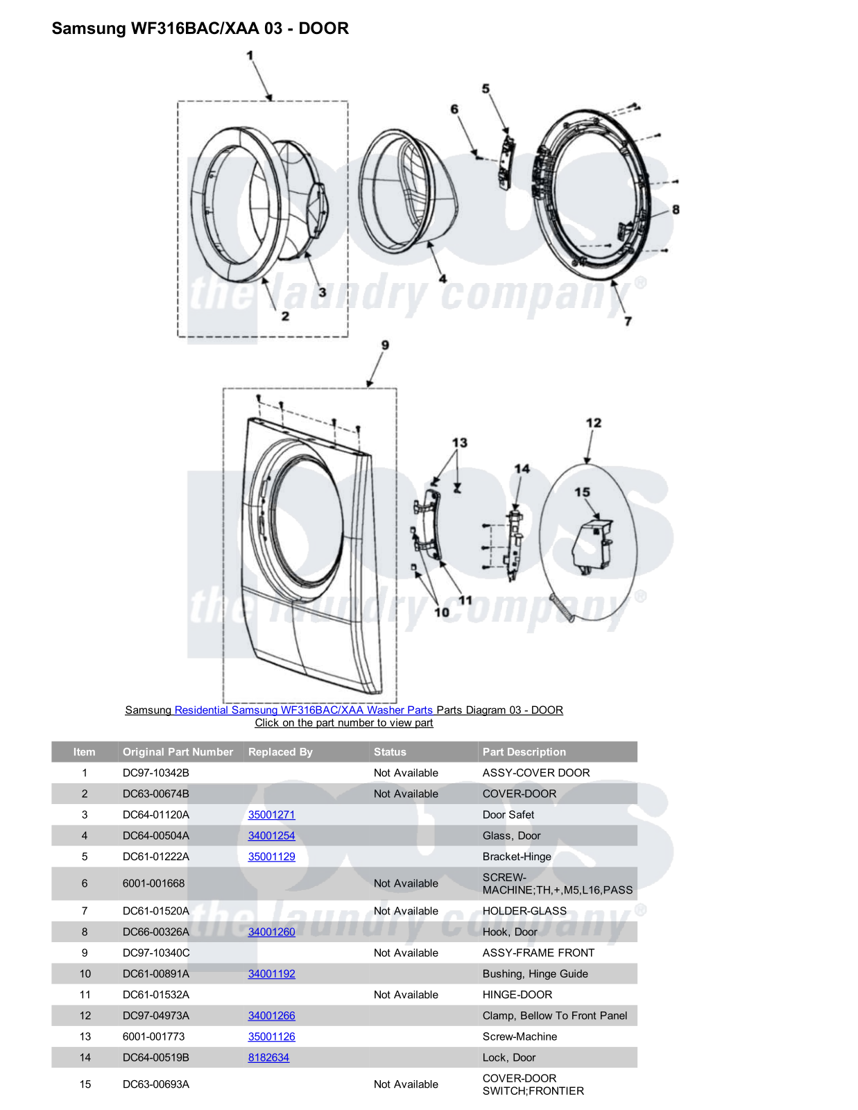 Samsung WF316BAC/XAA Parts Diagram