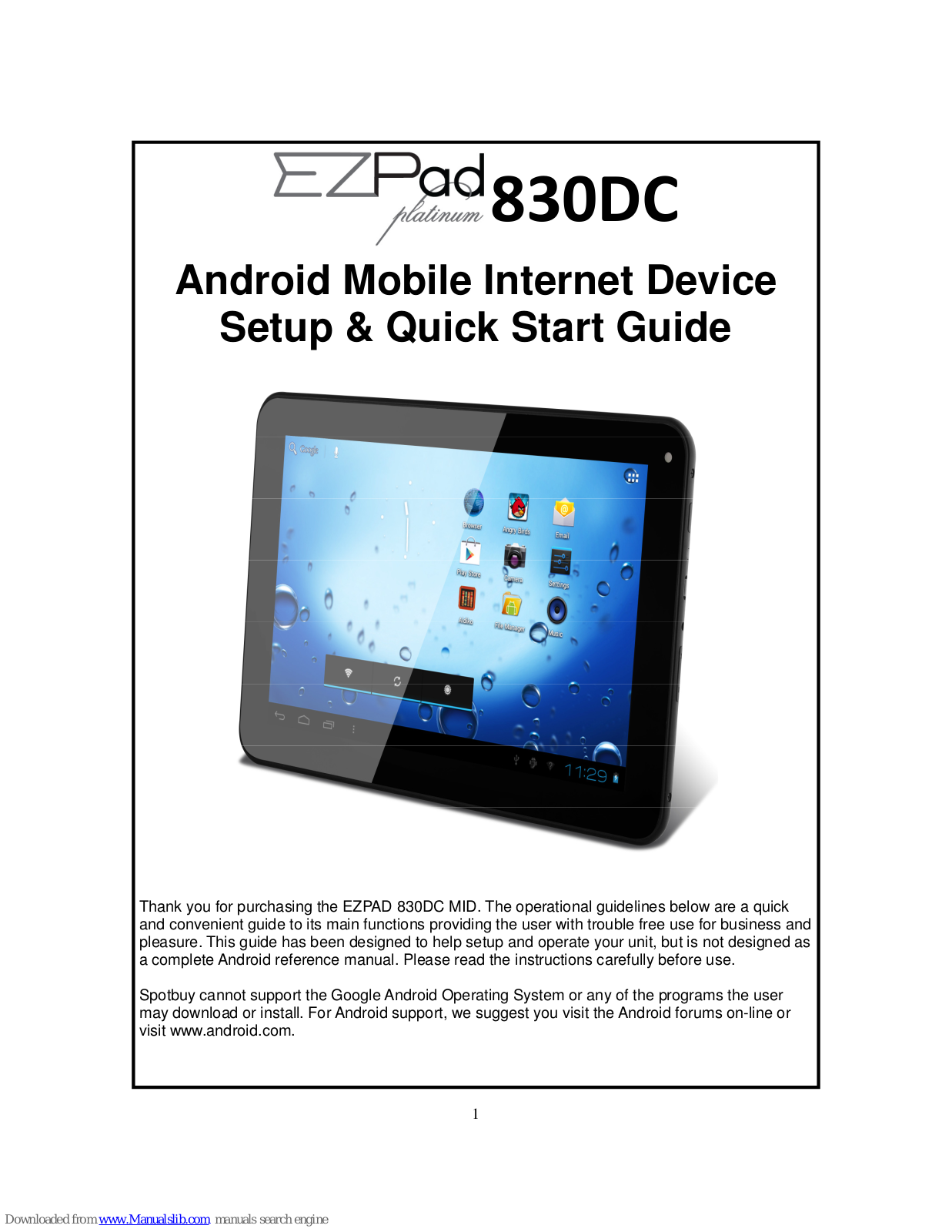 EZPad Platinum 830DC Quick Start Manual