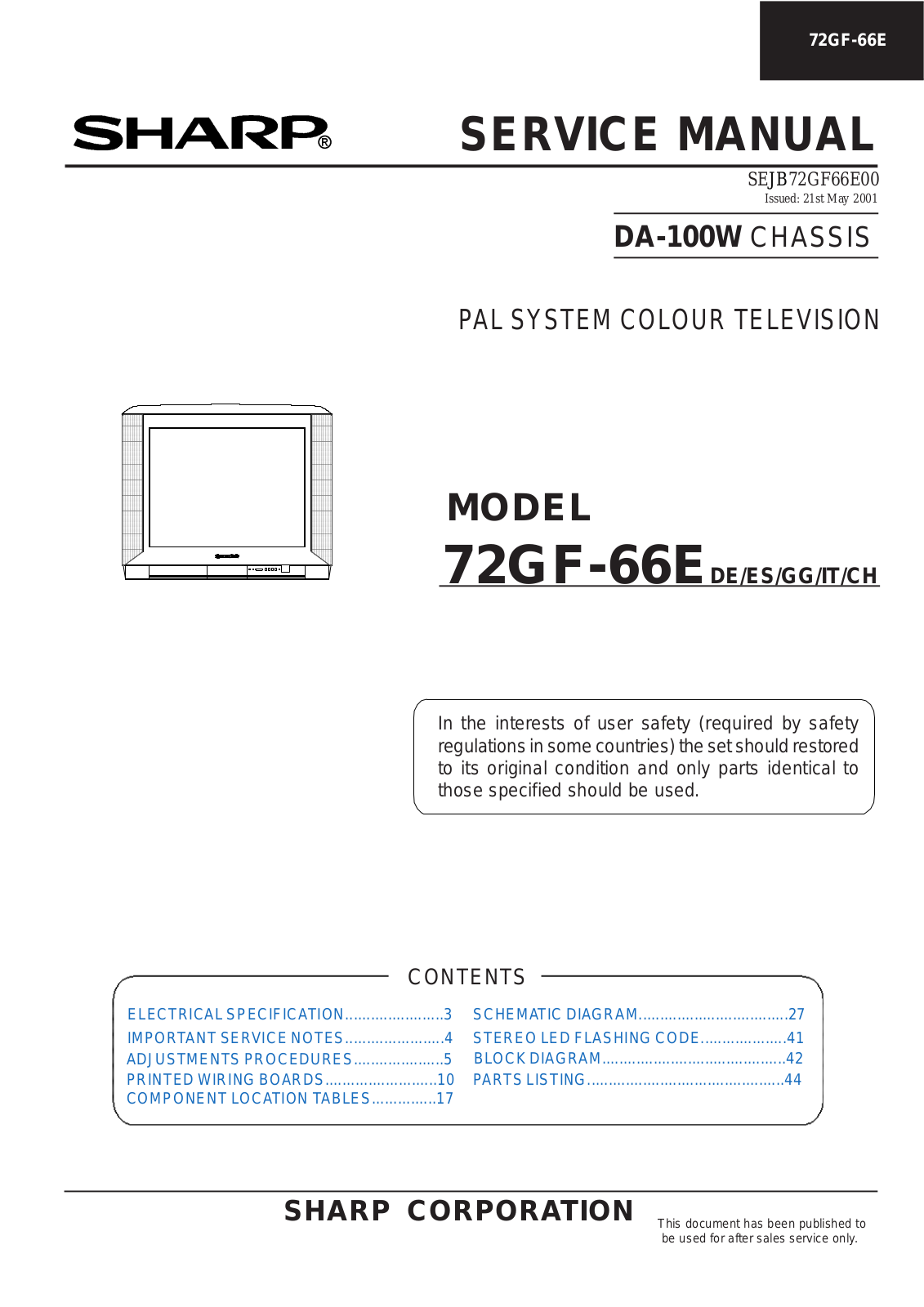 Sharp 72GF-66E User Manual