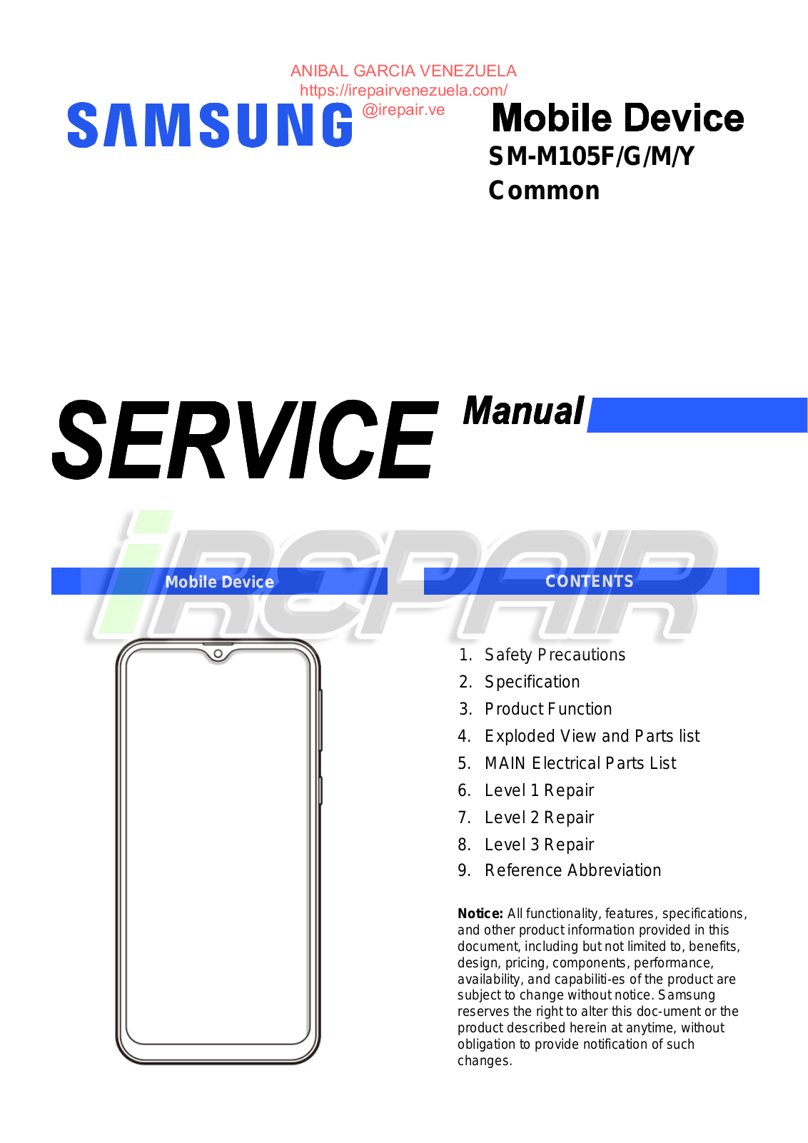 SAMSUNG SM-M105F Service and repair manual