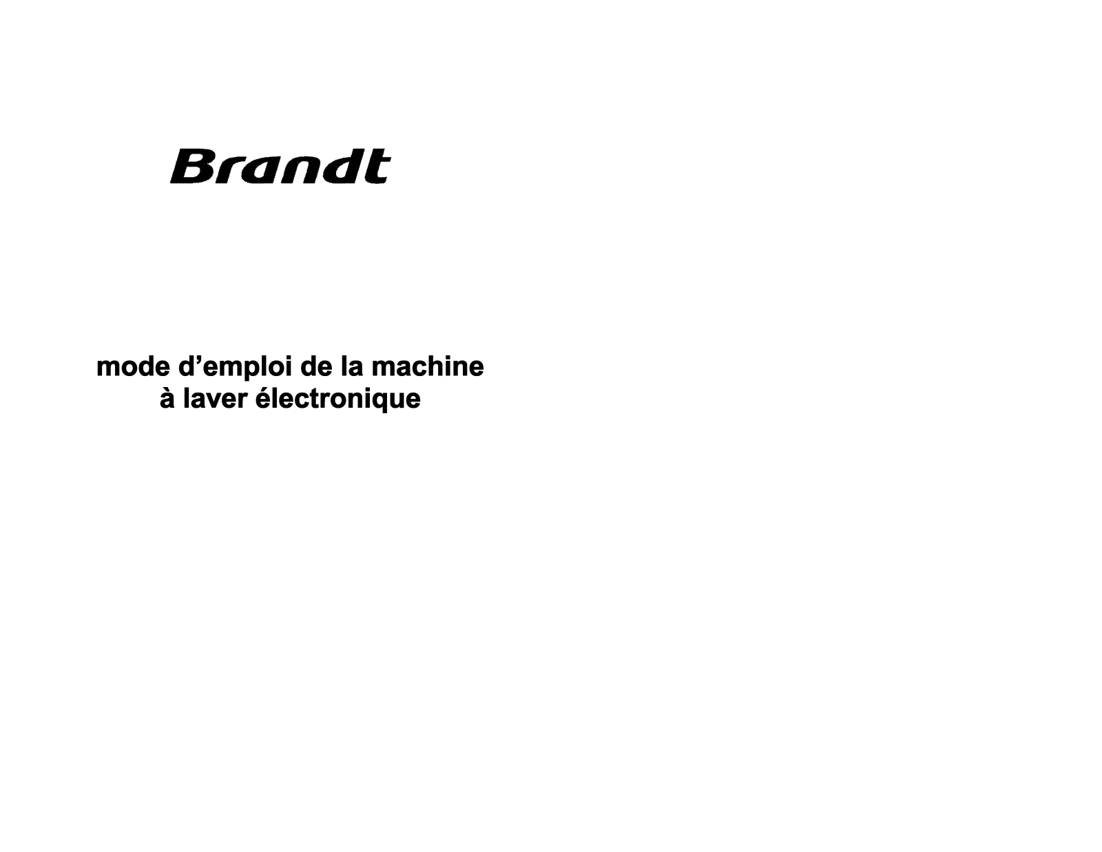 BRANDT WFE0860K, WFE0866K User Manual