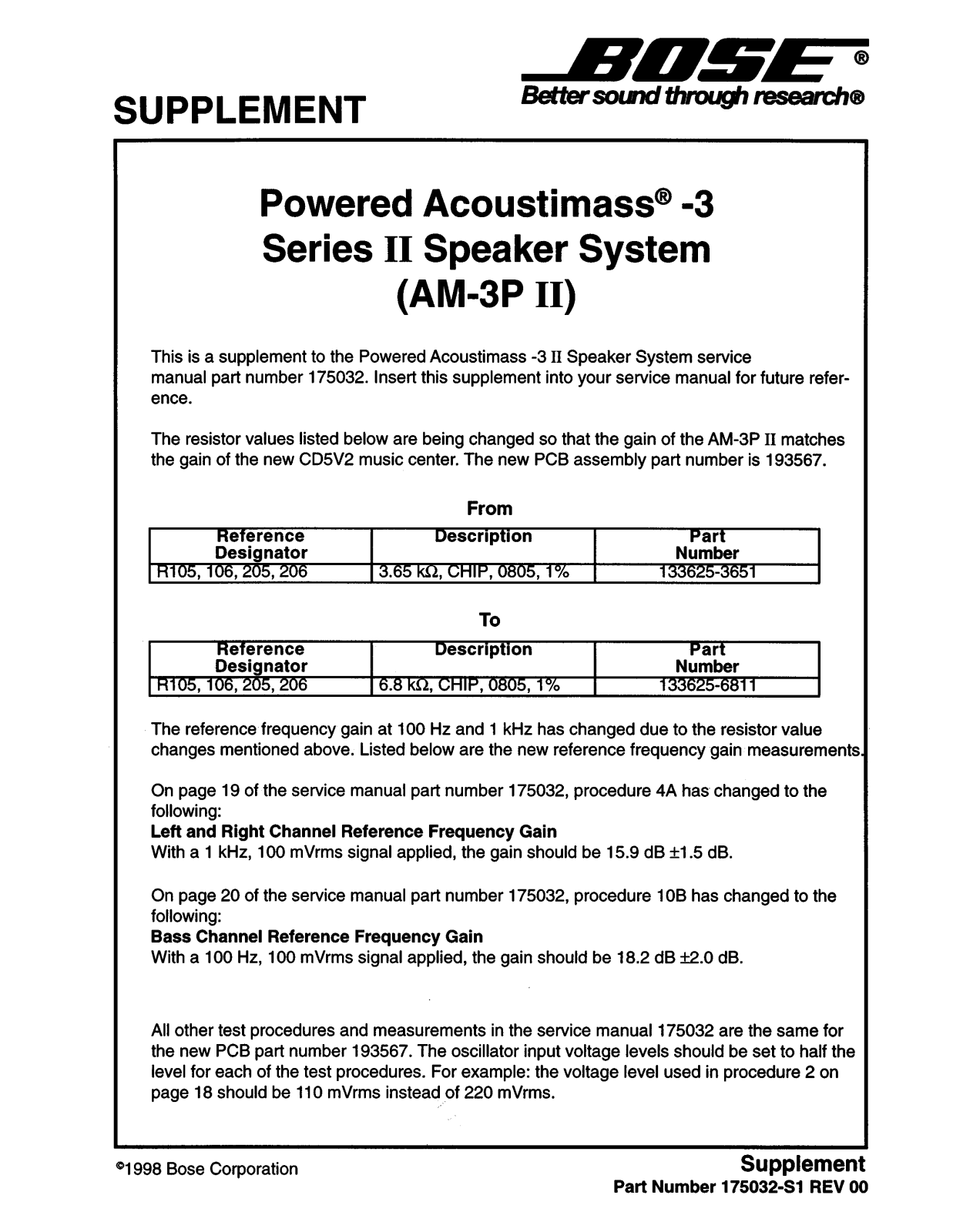 BOSE AM-3P II Schematic