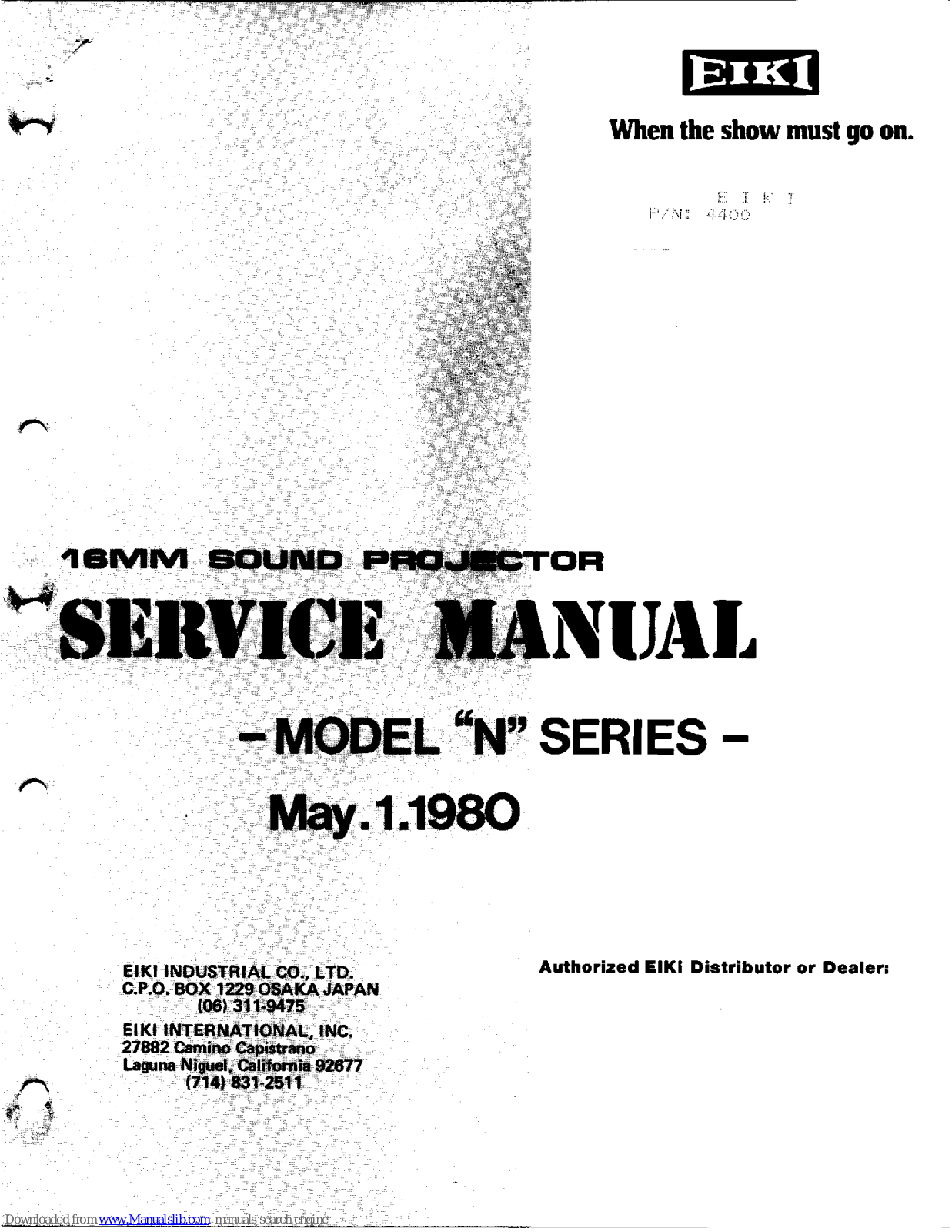 Eiki NST-0, NST-1, NST-2, NST-3, NT-0 Service Manual