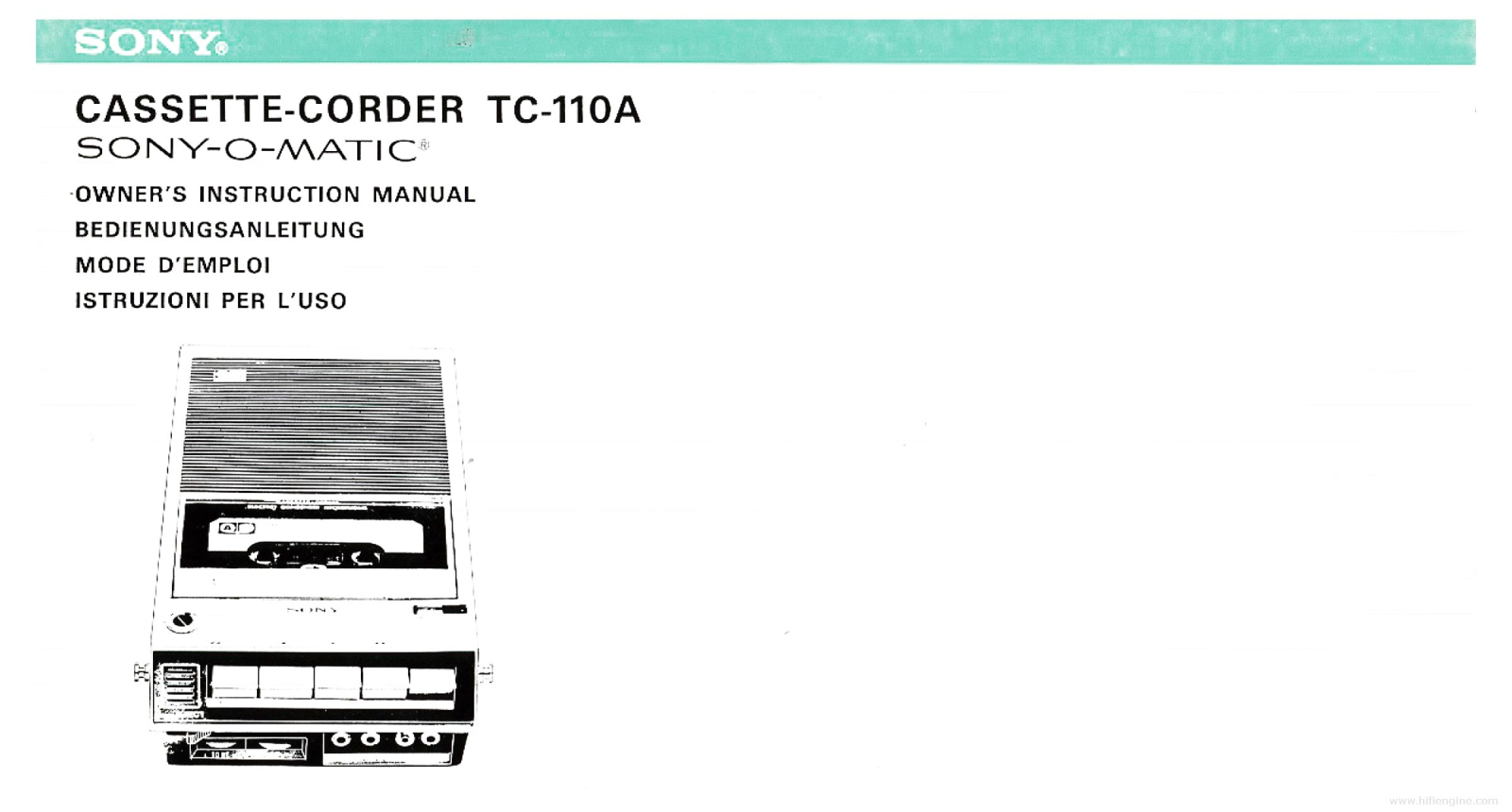 Sony TC-110A User Manual