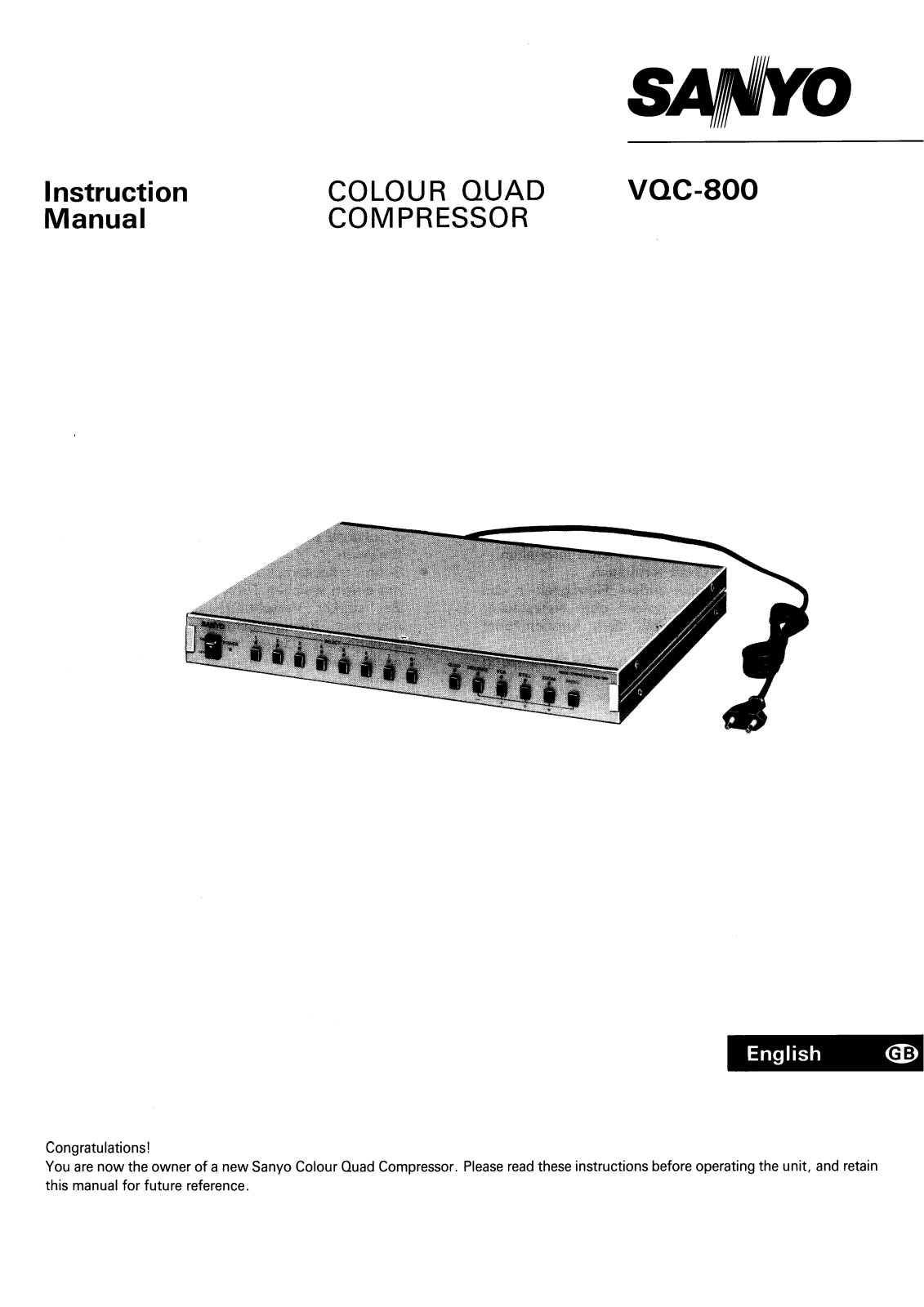 Sanyo VQC-800 Instruction Manual