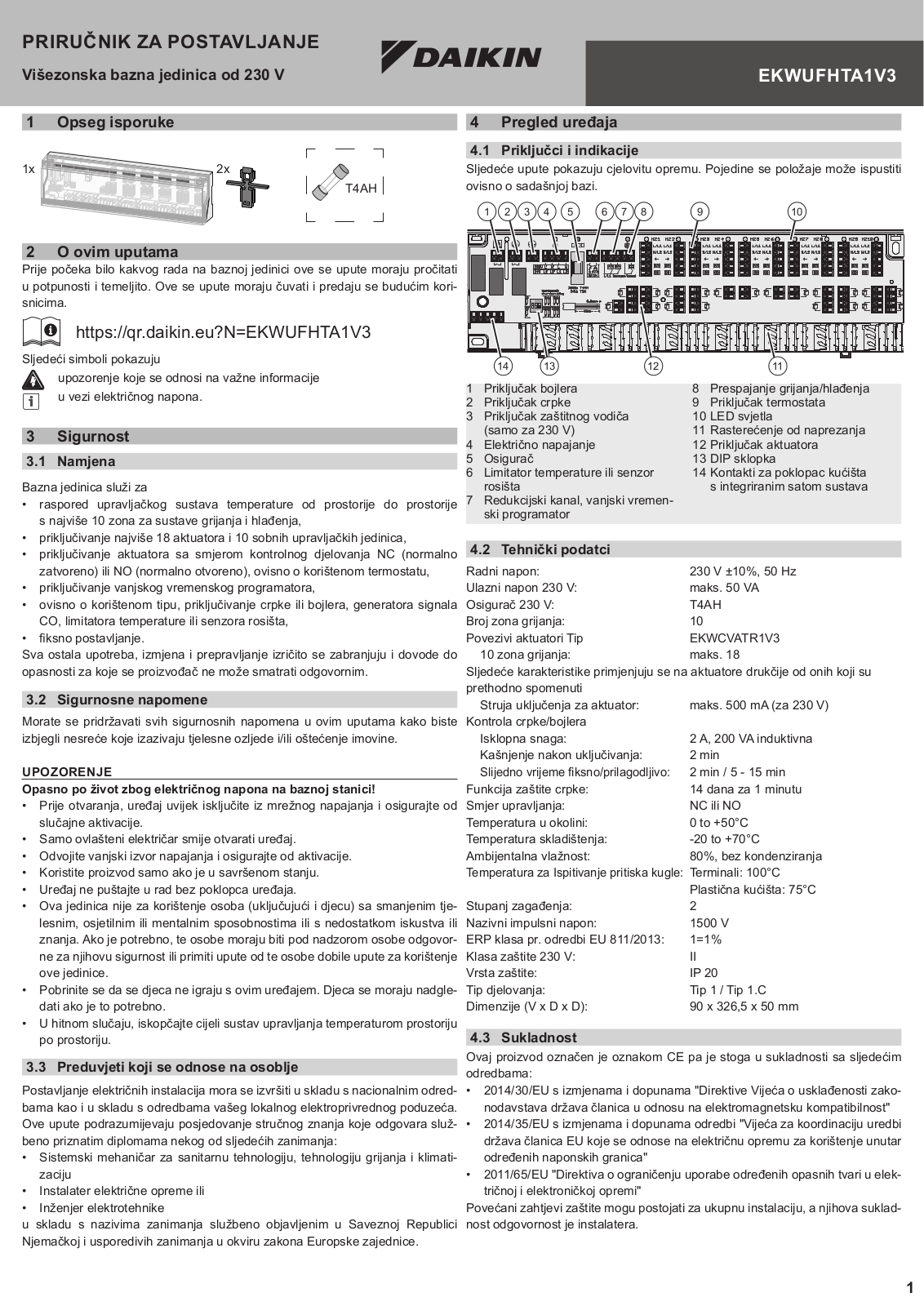 Daikin EKWUFHTA1V3 Installation manuals