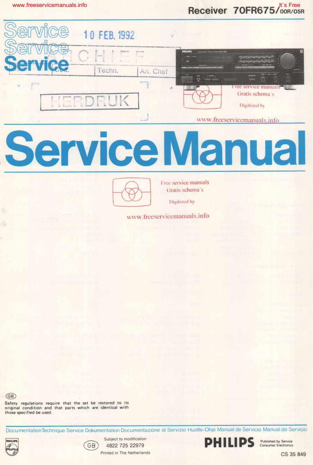 Philips 70fr675 Datasheet - ManualMachine.com
