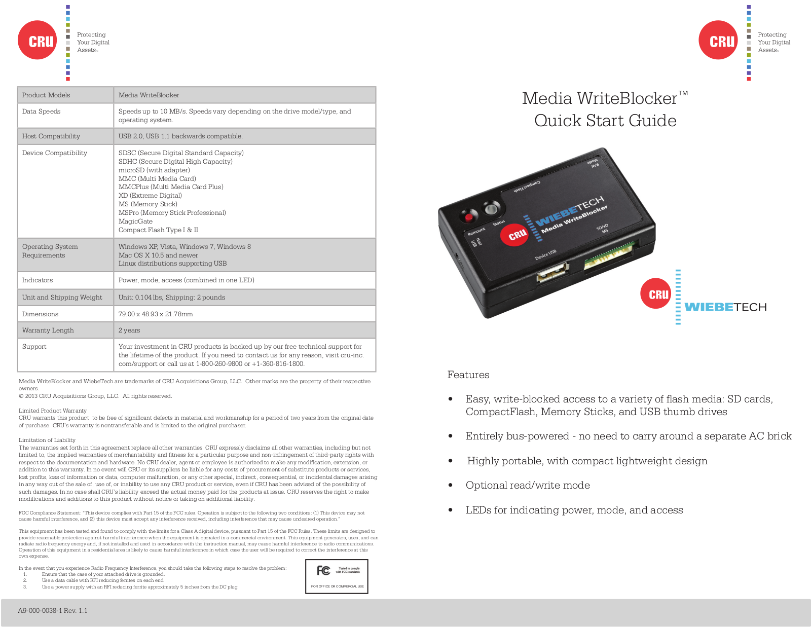 CRU Media WriteBlocker User Manual