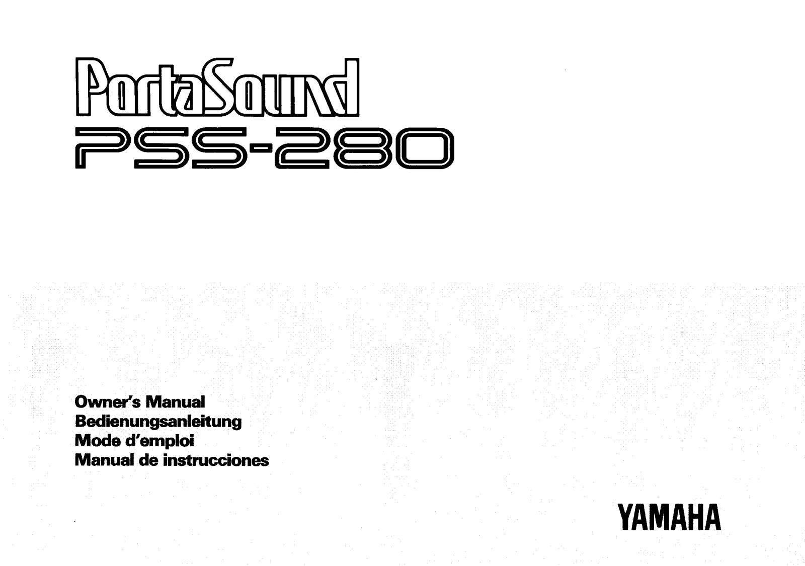 Yamaha PSS280, PSS280E User Manual