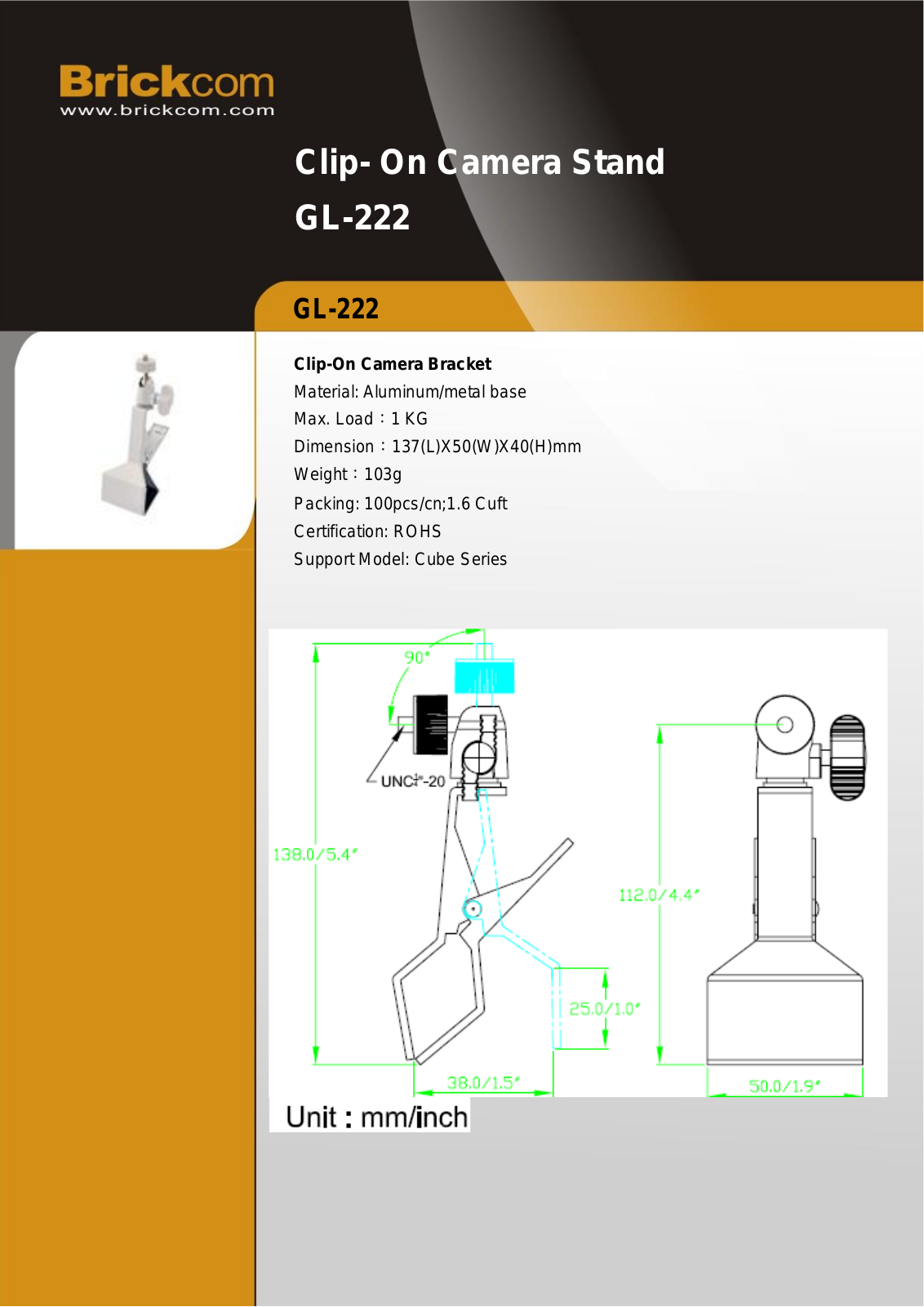 Brickcom GL-222 Specsheet - ManualMachine.com