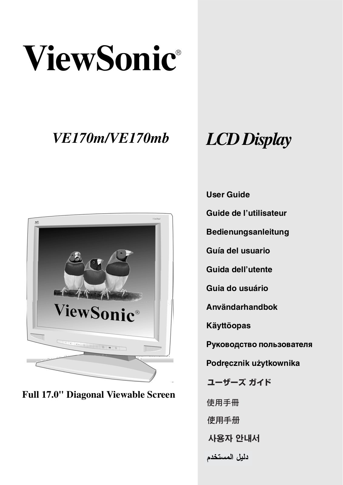 ViewSonic VE170M, VE170mb, VLCDS23123-1, VLCDS23123-1b User Manual