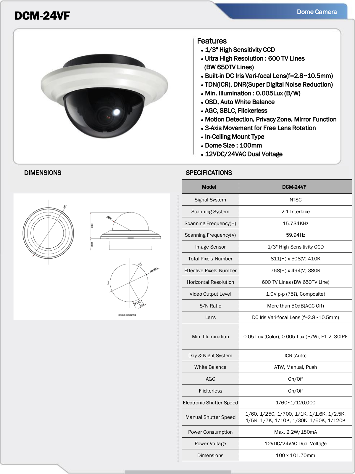 CNB DCM-24VF Specsheet