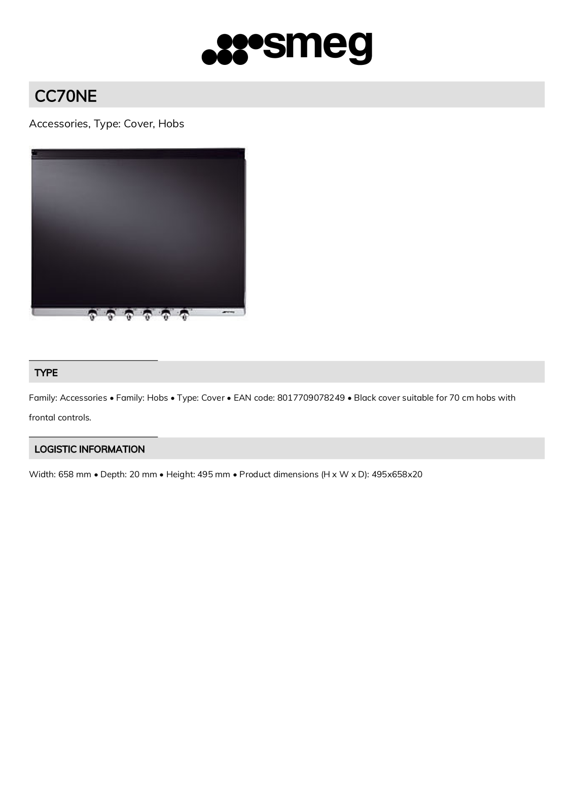 Smeg CC70NE Technical sheet