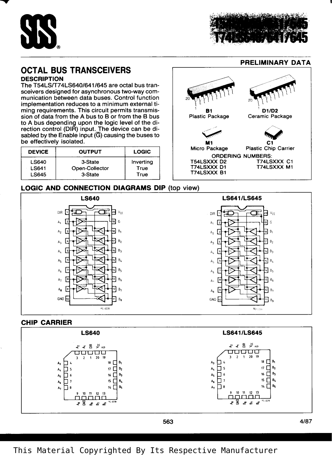 Datasheet T74LS645B1 Specification - ManualMachine.com