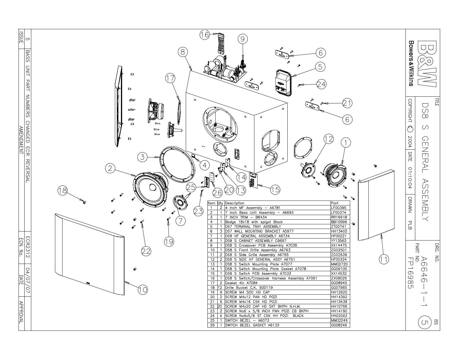 Bowers and Wilkins DS-8-S Service manual