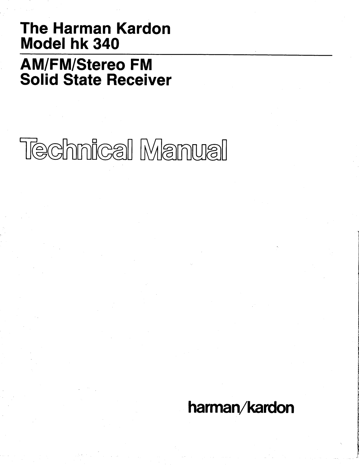 Harman Kardon HK-340 Service manual