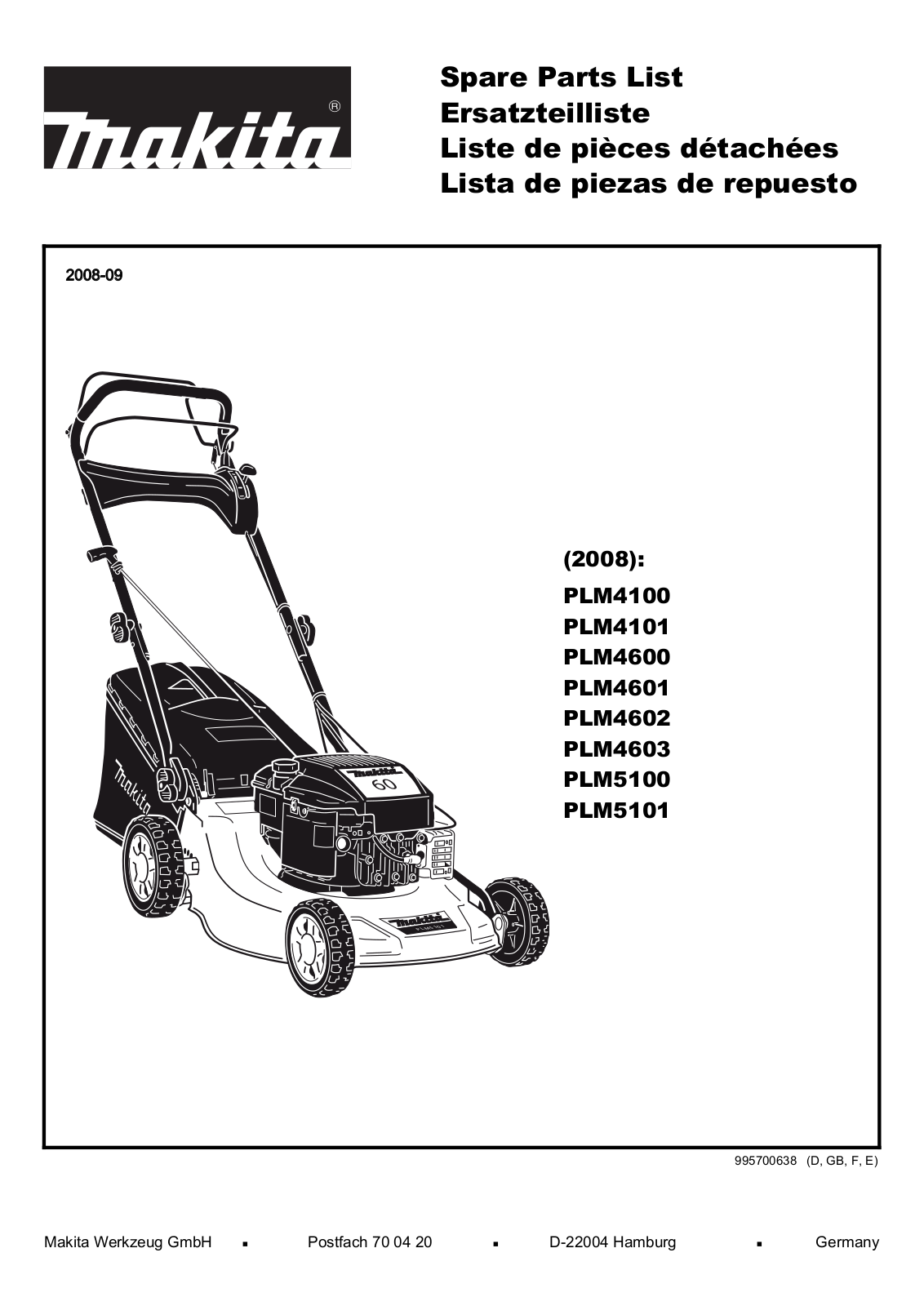 Makita PLM5101, PLM5100, PLM4603, PLM4600, PLM4602 User Manual