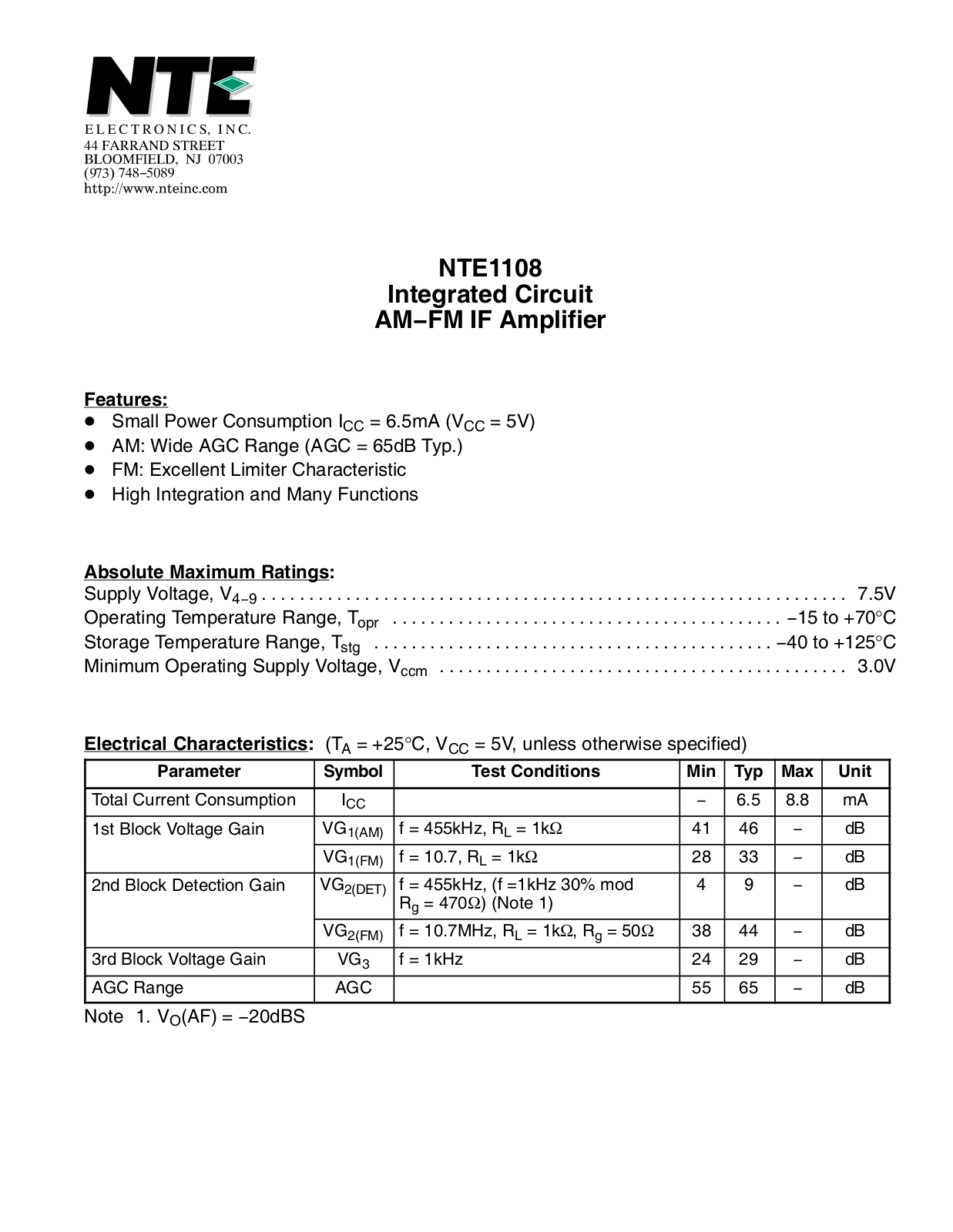 Datasheet ECG1108 Specification - ManualMachine.com