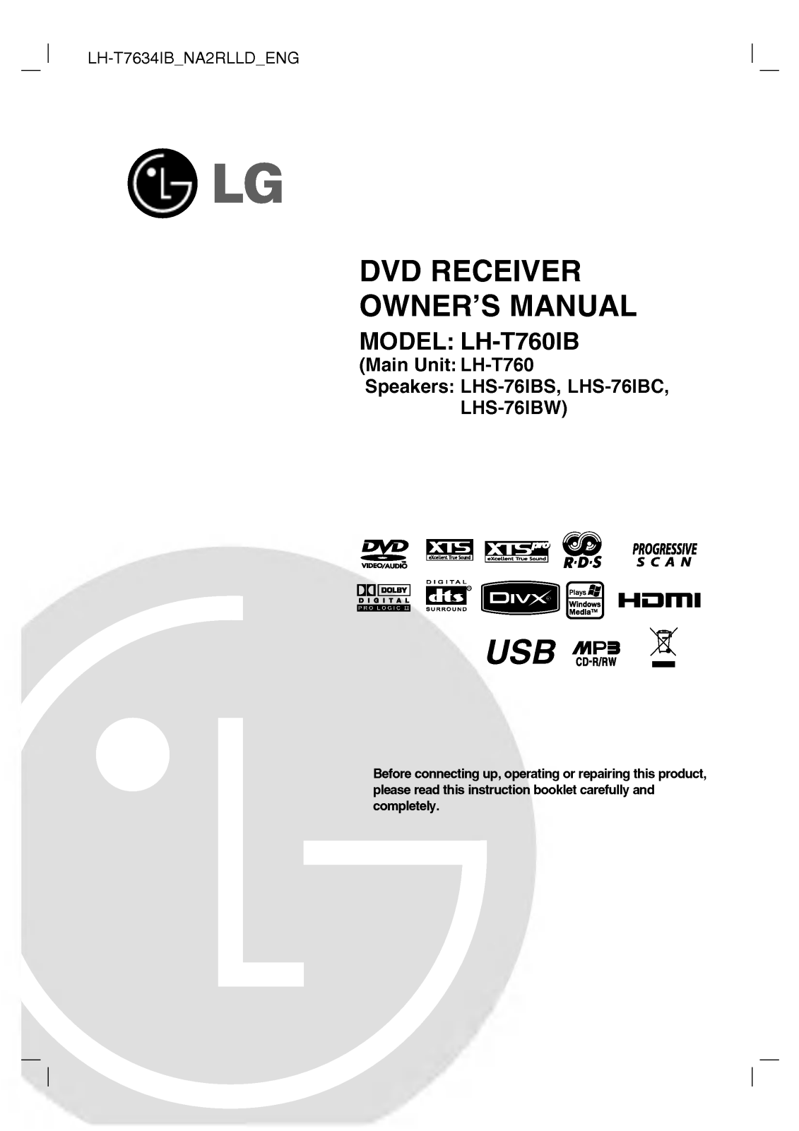 LG LH-T7634IB Owner's Manual