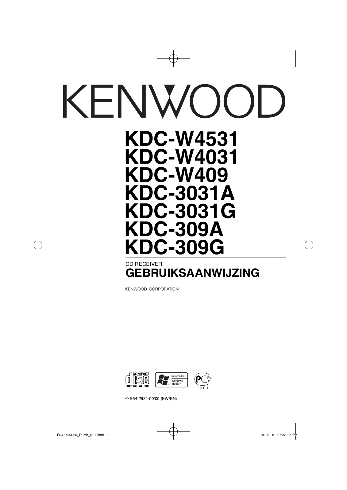 Kenwood KDC-309G, KDC-309A, KDC-W4031, KDC-3031G, KDC-3031A User Manual