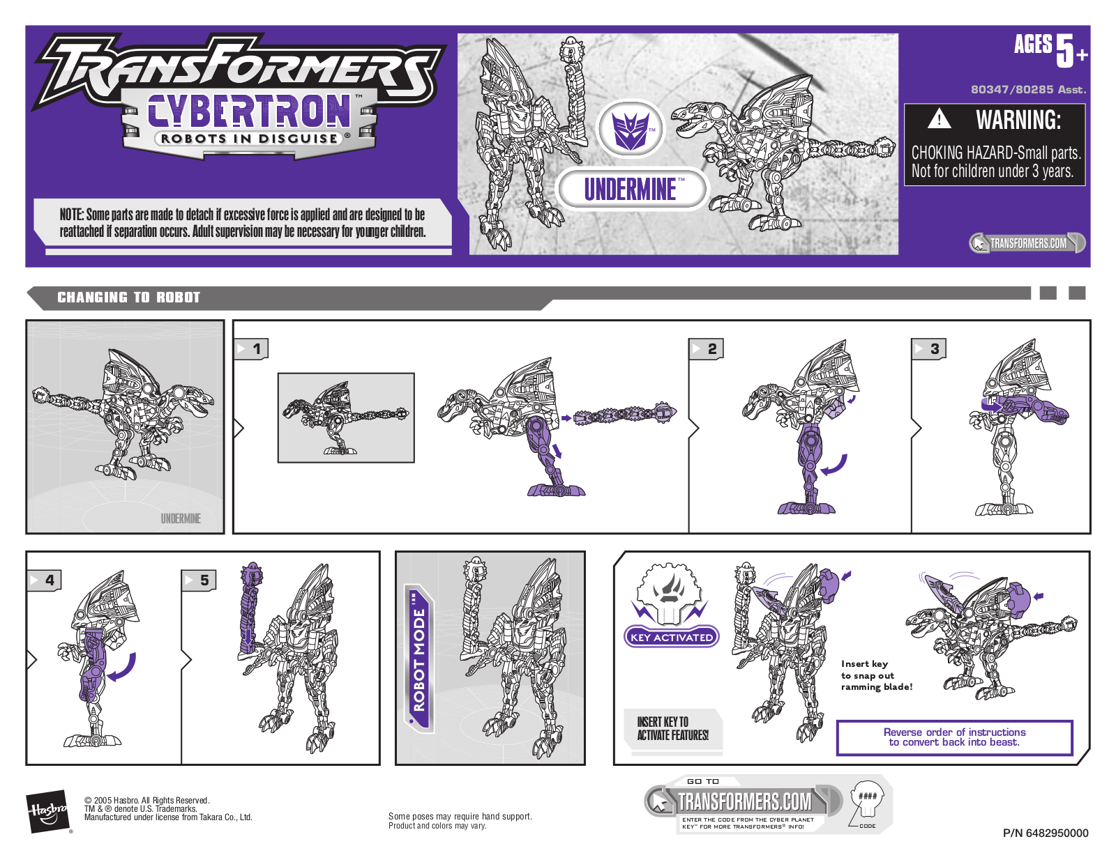 HASBRO Transformers Cybertron Undermine User Manual - ManualMachine.com
