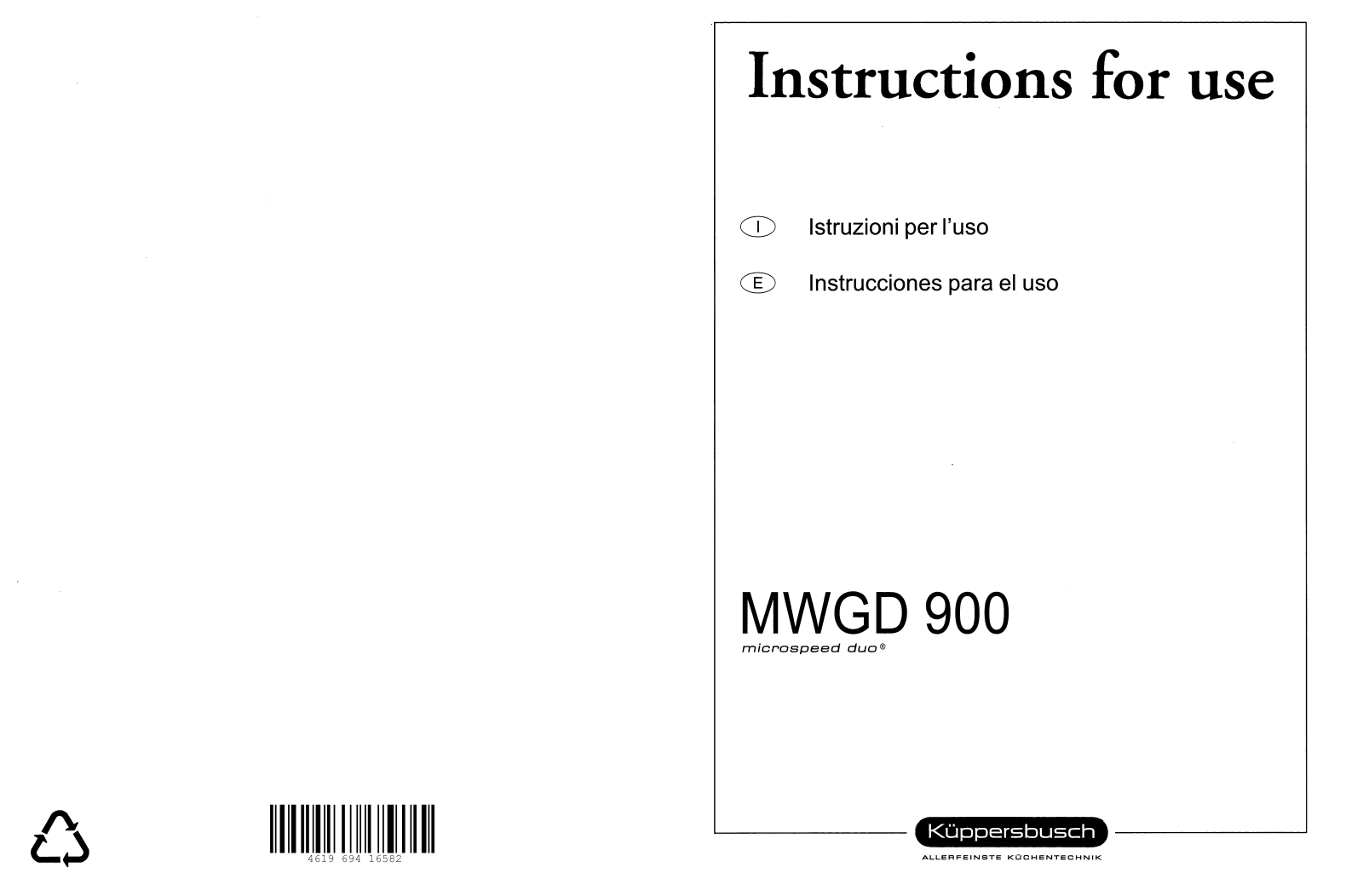 Kuppersbusch MWGD 900 Instruction Manual