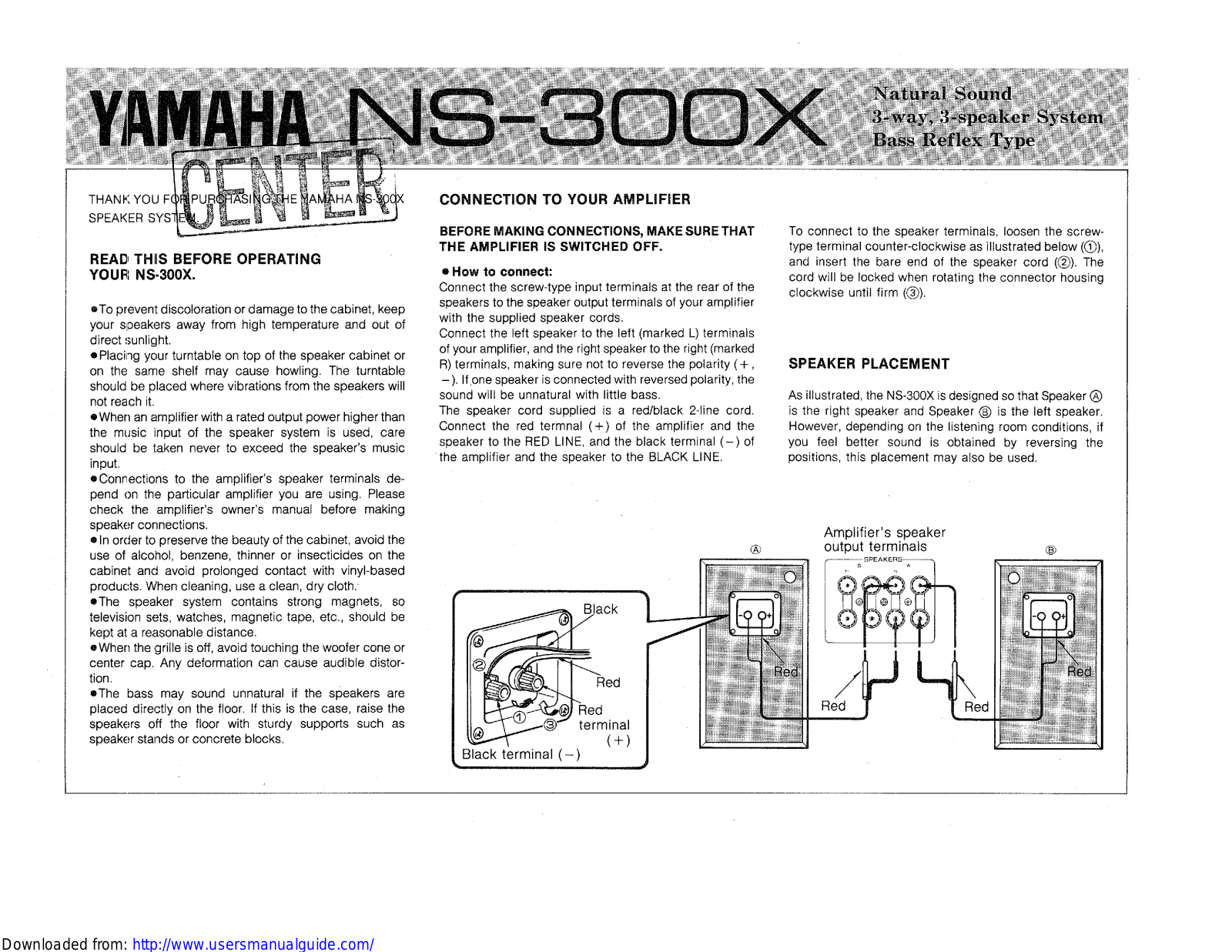 Yamaha Audio NS-300X User Manual