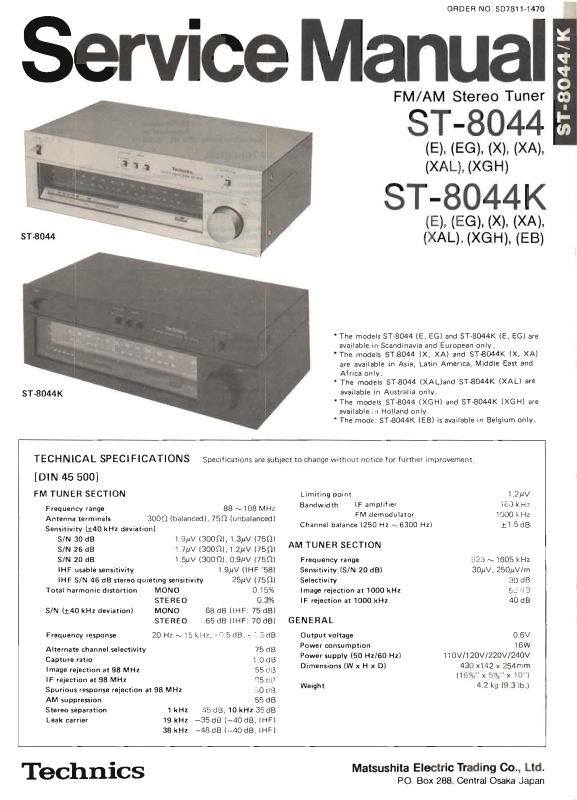 Technics ST-8044 Service Manual